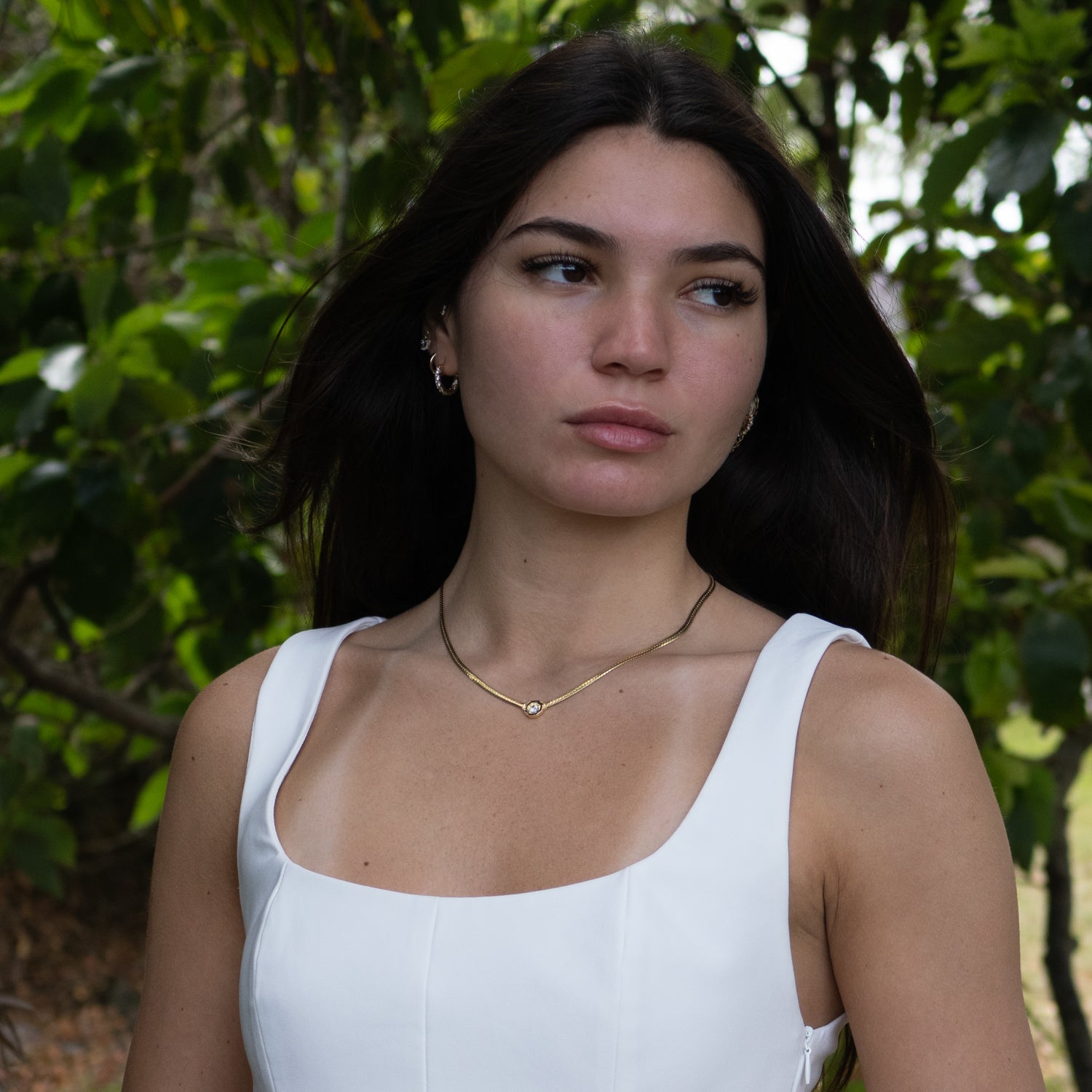 Handmade choker necklace featuring a brilliant CZ diamond set in 18K gold-plated sterling silver