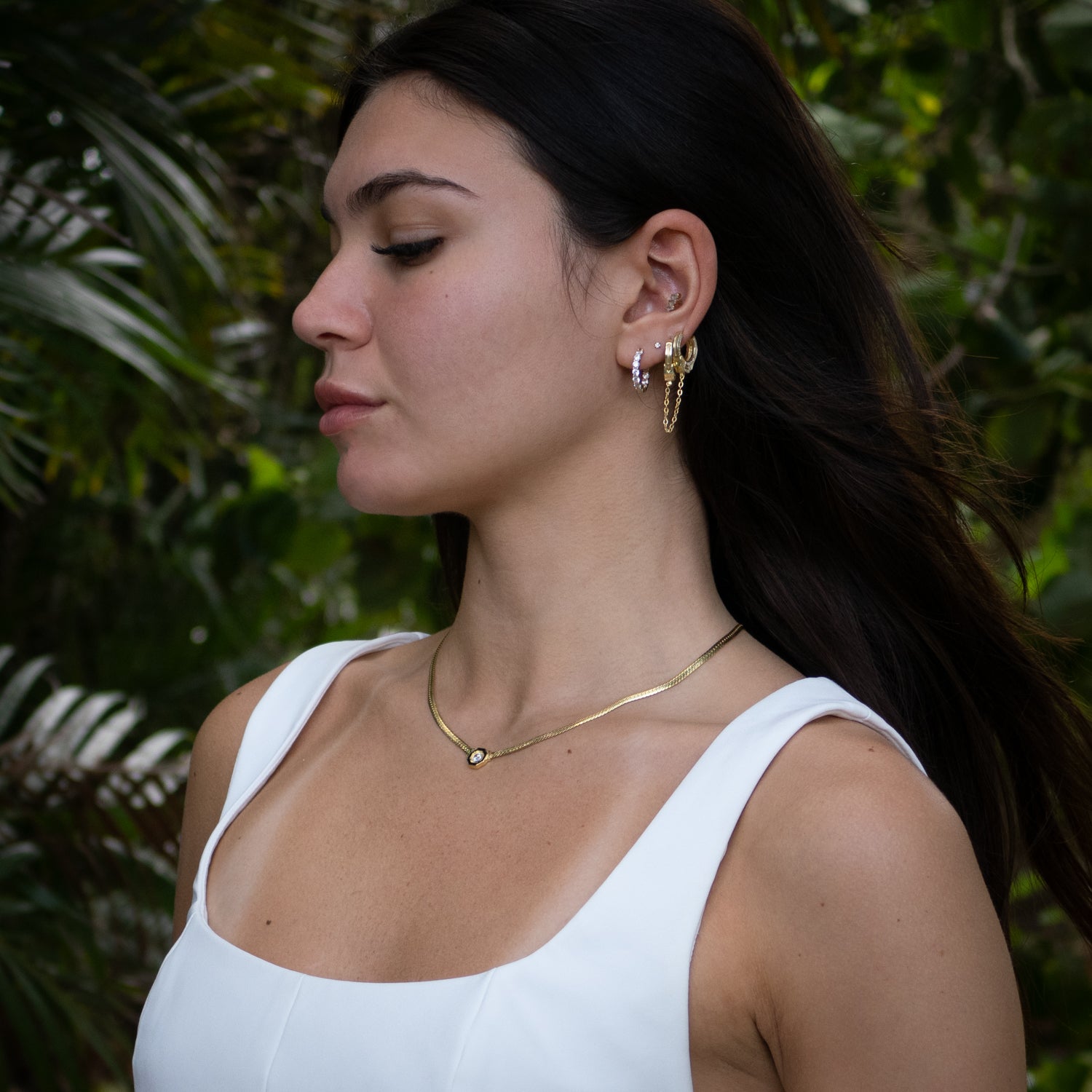 Wrist-level view of Soul Shine choker with shimmering diamond accent and modern design