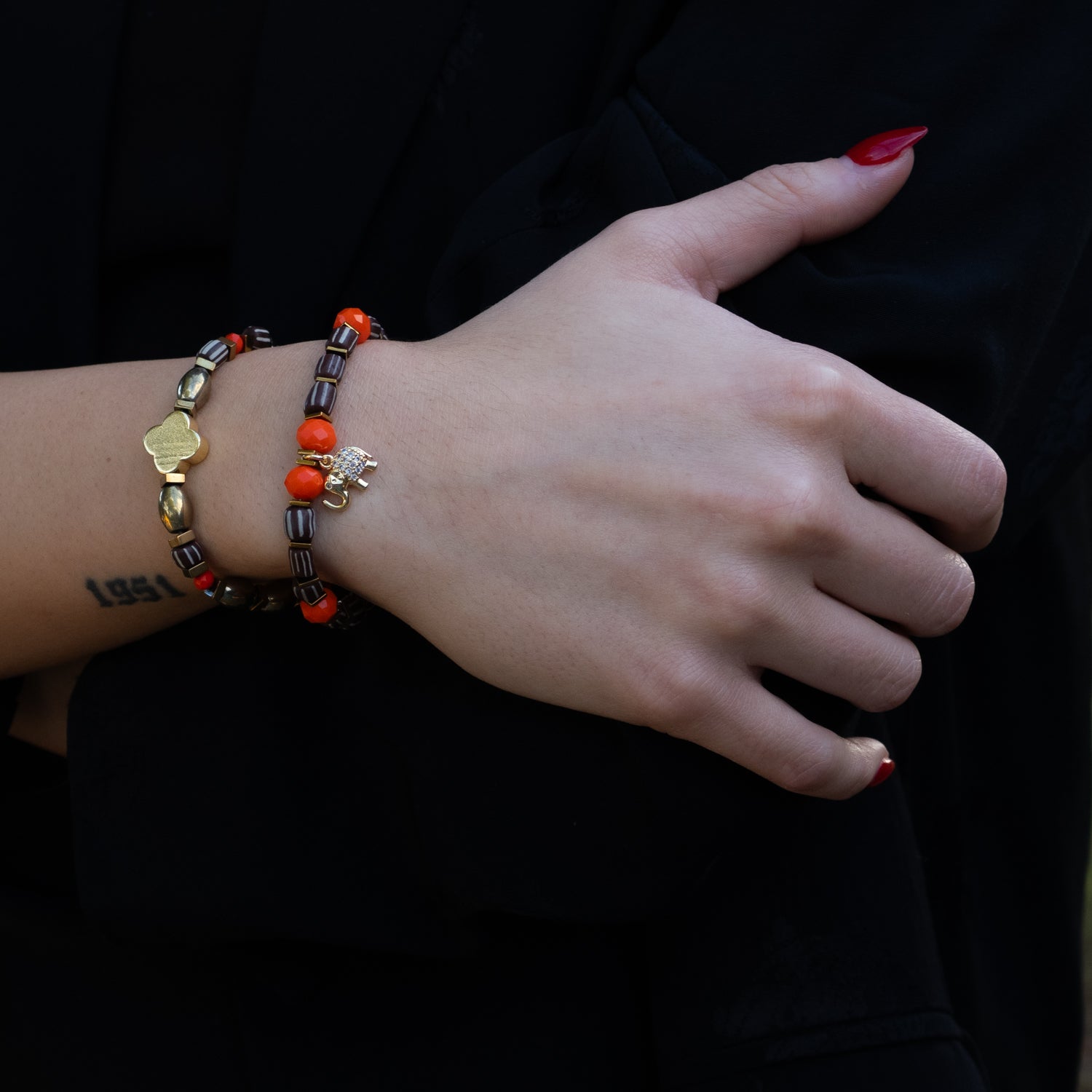 Stackable bracelet set handcrafted with love, compassion, and strength symbolism