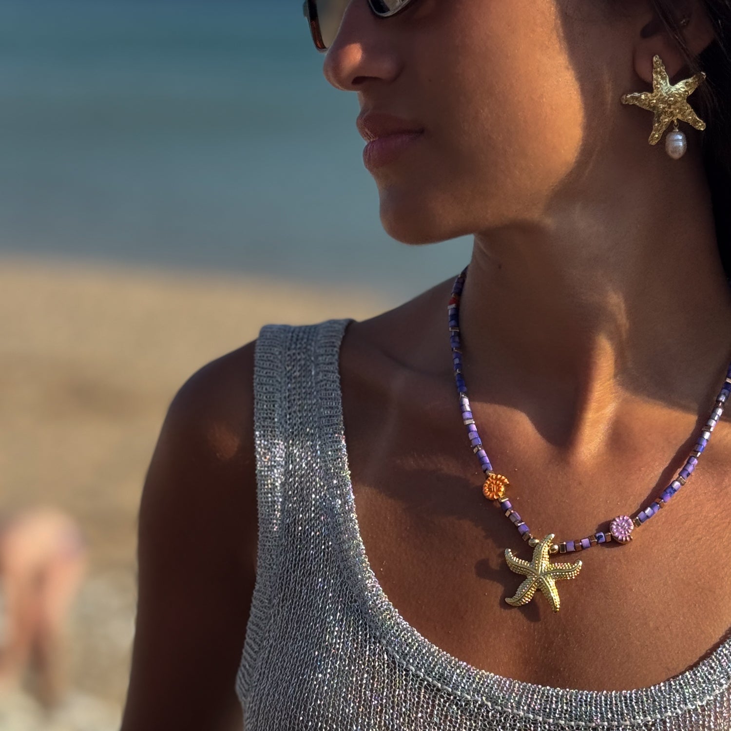 Spirit of the Ocean Gold Starfish Necklace