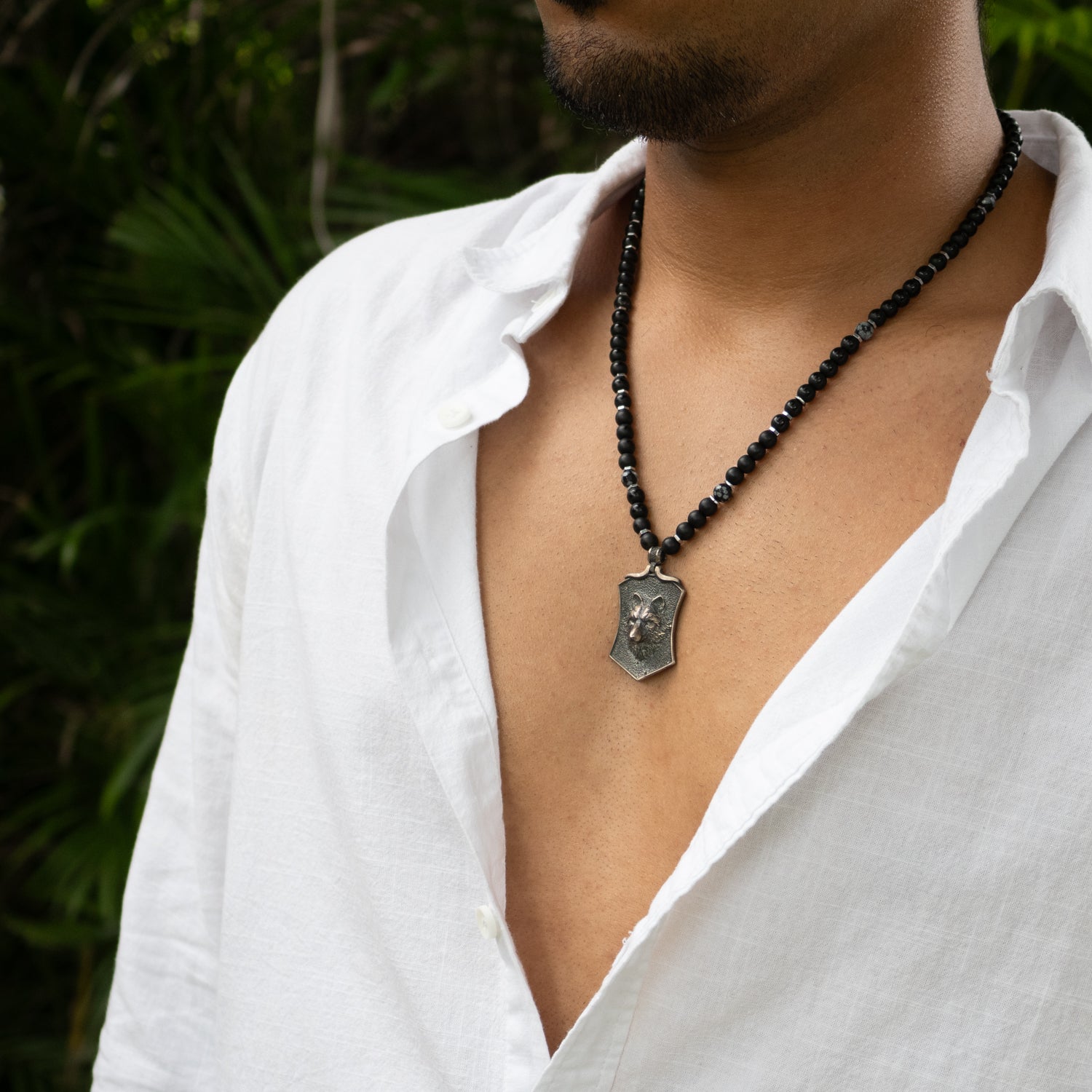 Spirit Onyx Wolf Beaded Necklace