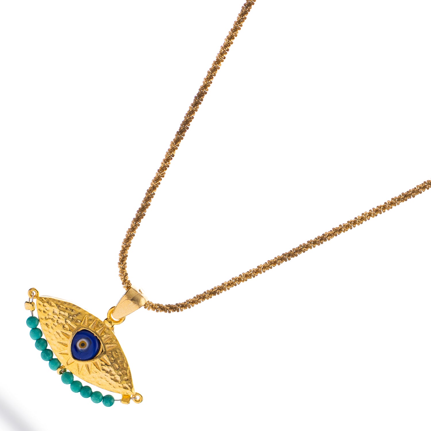 Spiritual Aura Turquoise Evil Eye Gold Necklace