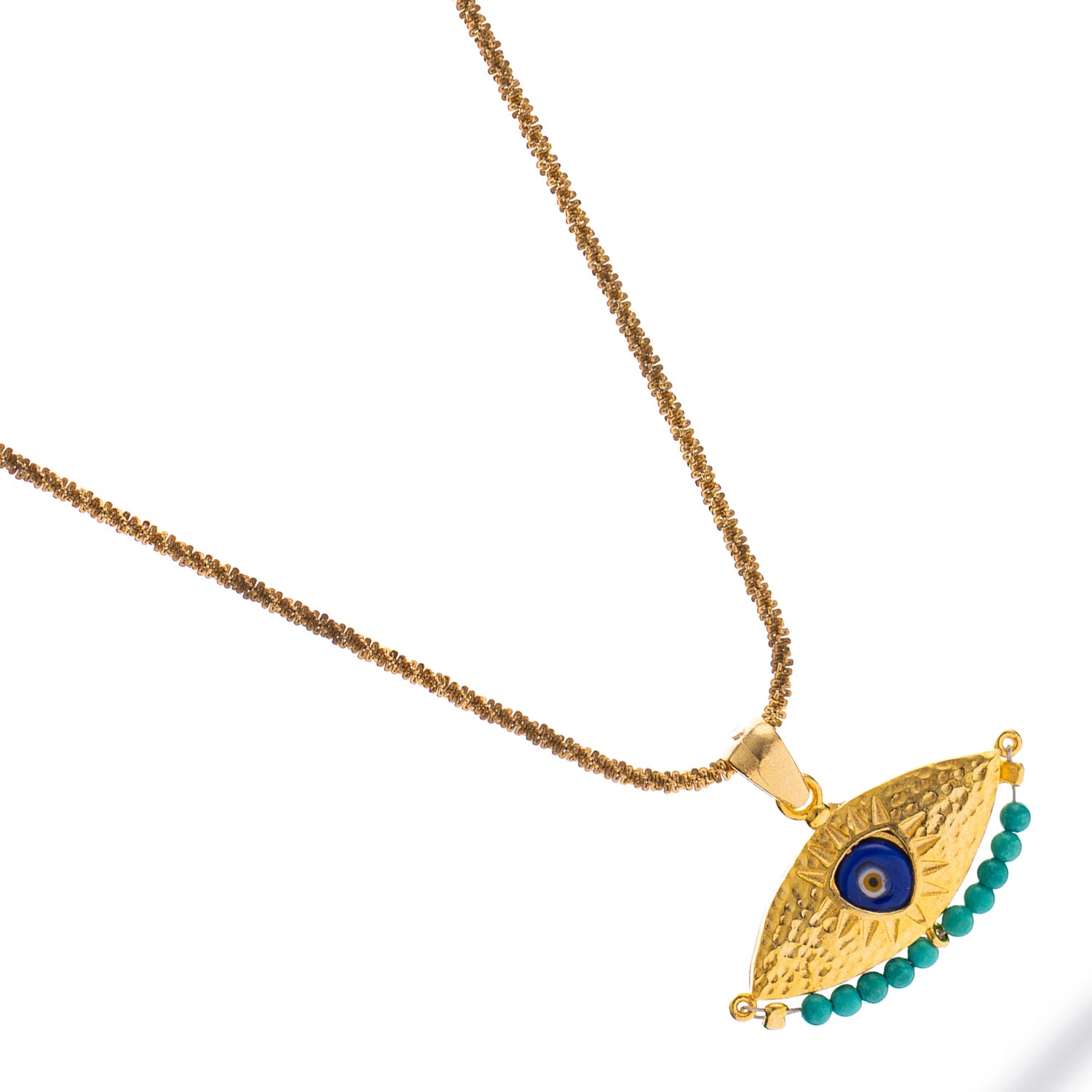 Spiritual Aura Turquoise Evil Eye Gold Necklace