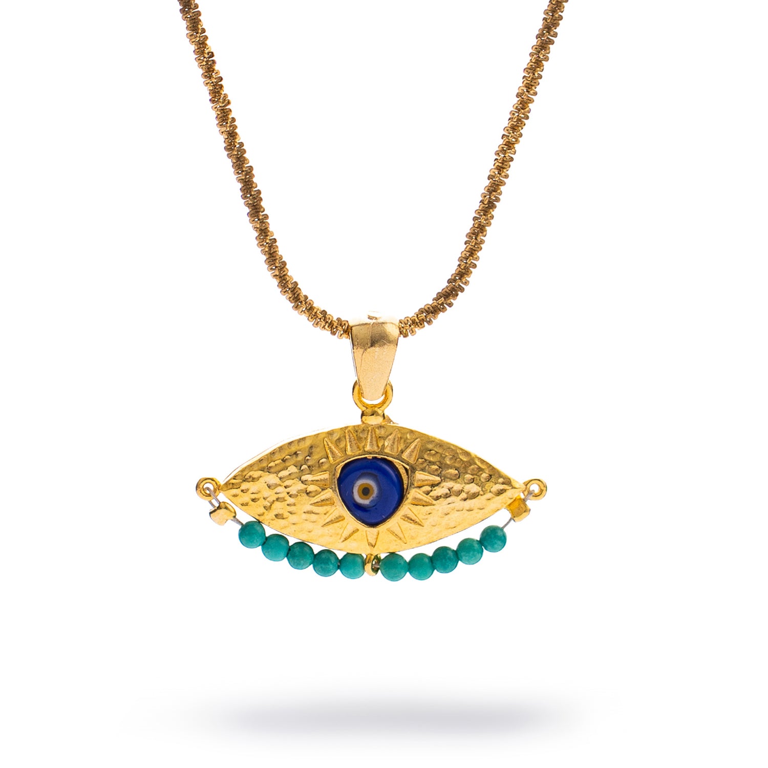 Spiritual Aura Turquoise Evil Eye Gold Necklace