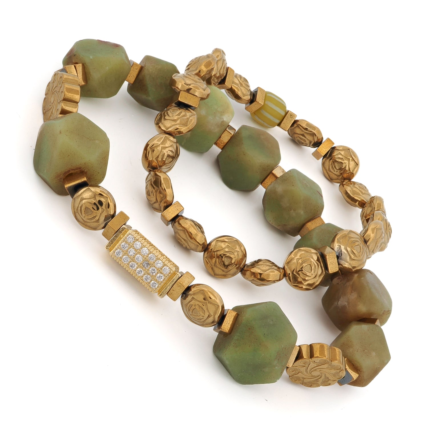 Spiritual Garden Natural Jade & Gold Bracelet Set