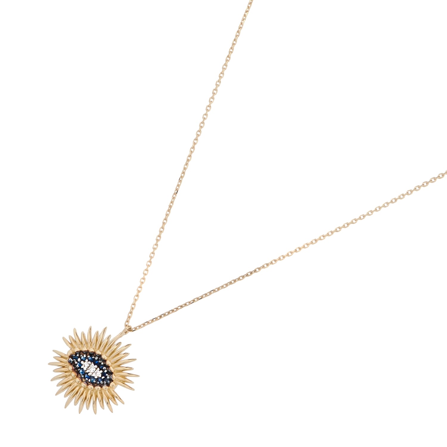 Dainty evil eye necklace with solid gold and meaningful design