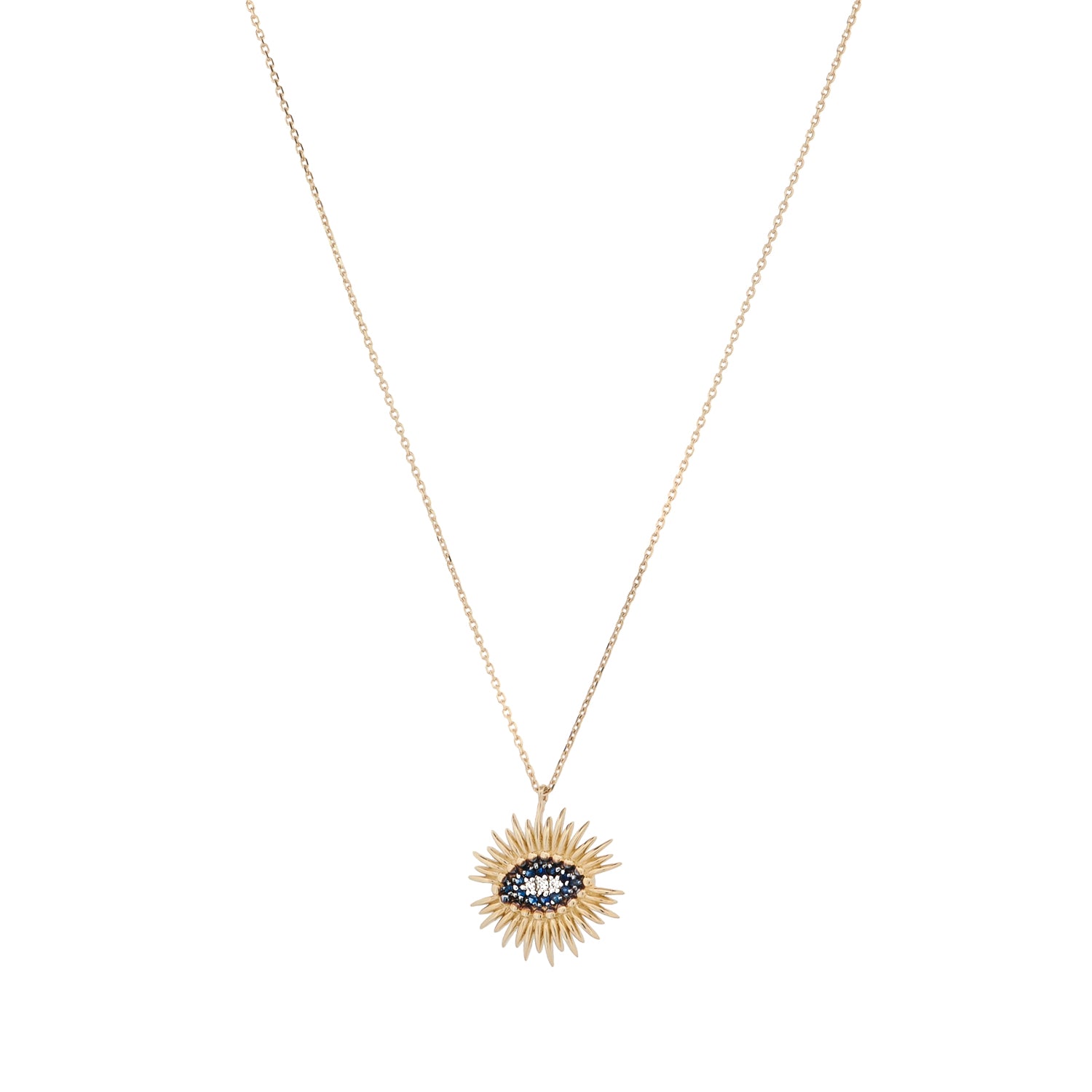 Adjustable 14K gold chain with protective evil eye pendant