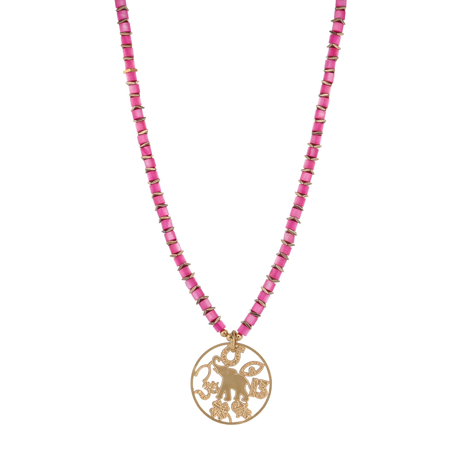 Spiritual Harmony Pink Pearl Elephant Necklace