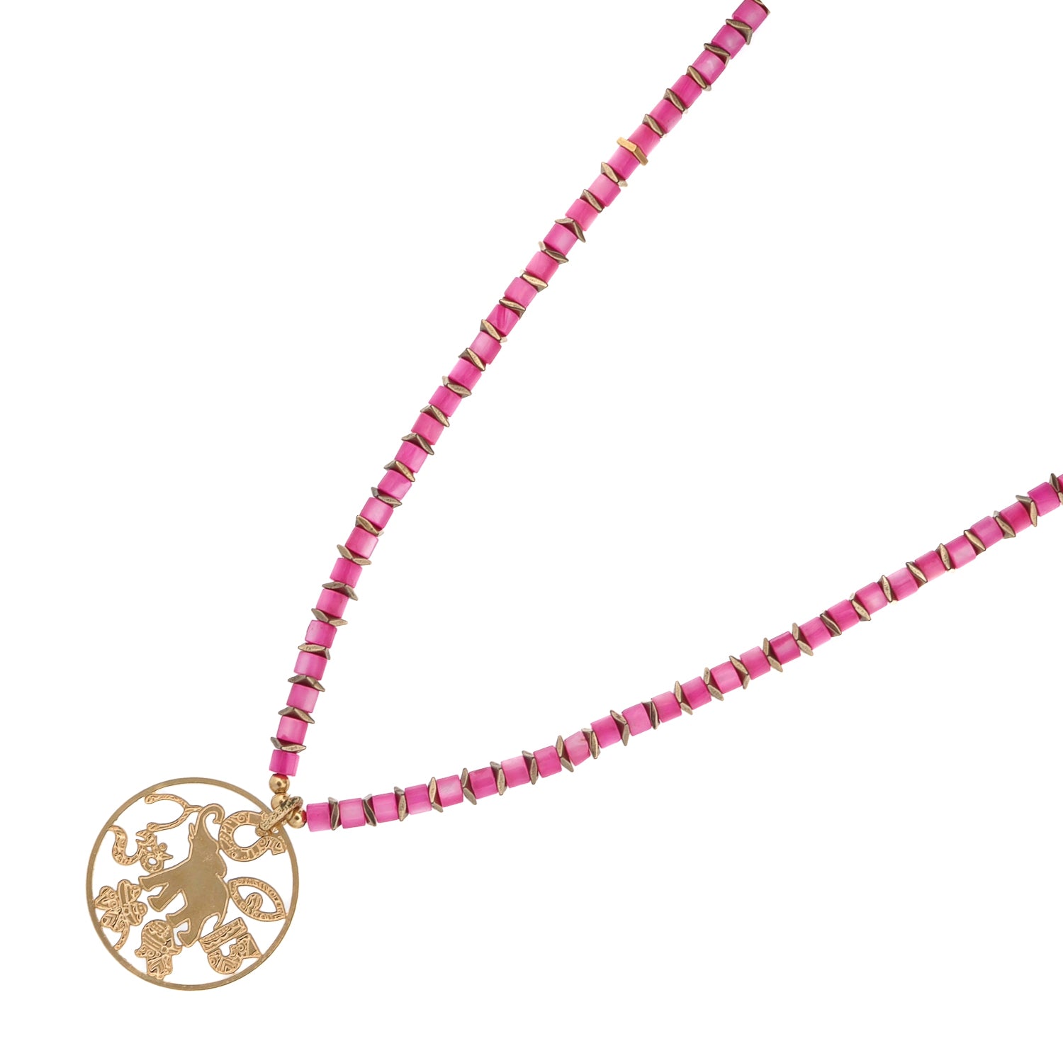 Spiritual Harmony Pink Pearl Elephant Necklace