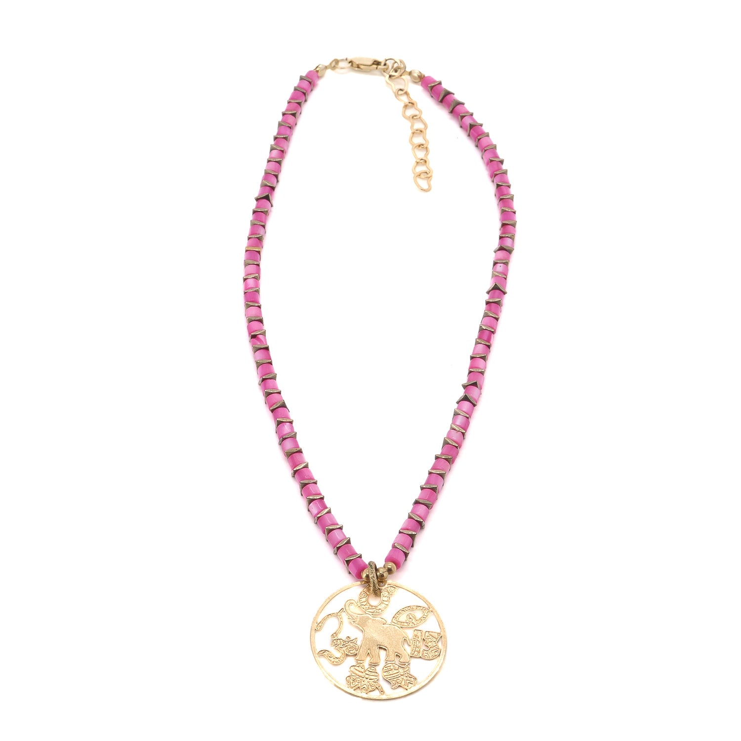 Spiritual Harmony Pink Pearl Elephant Necklace