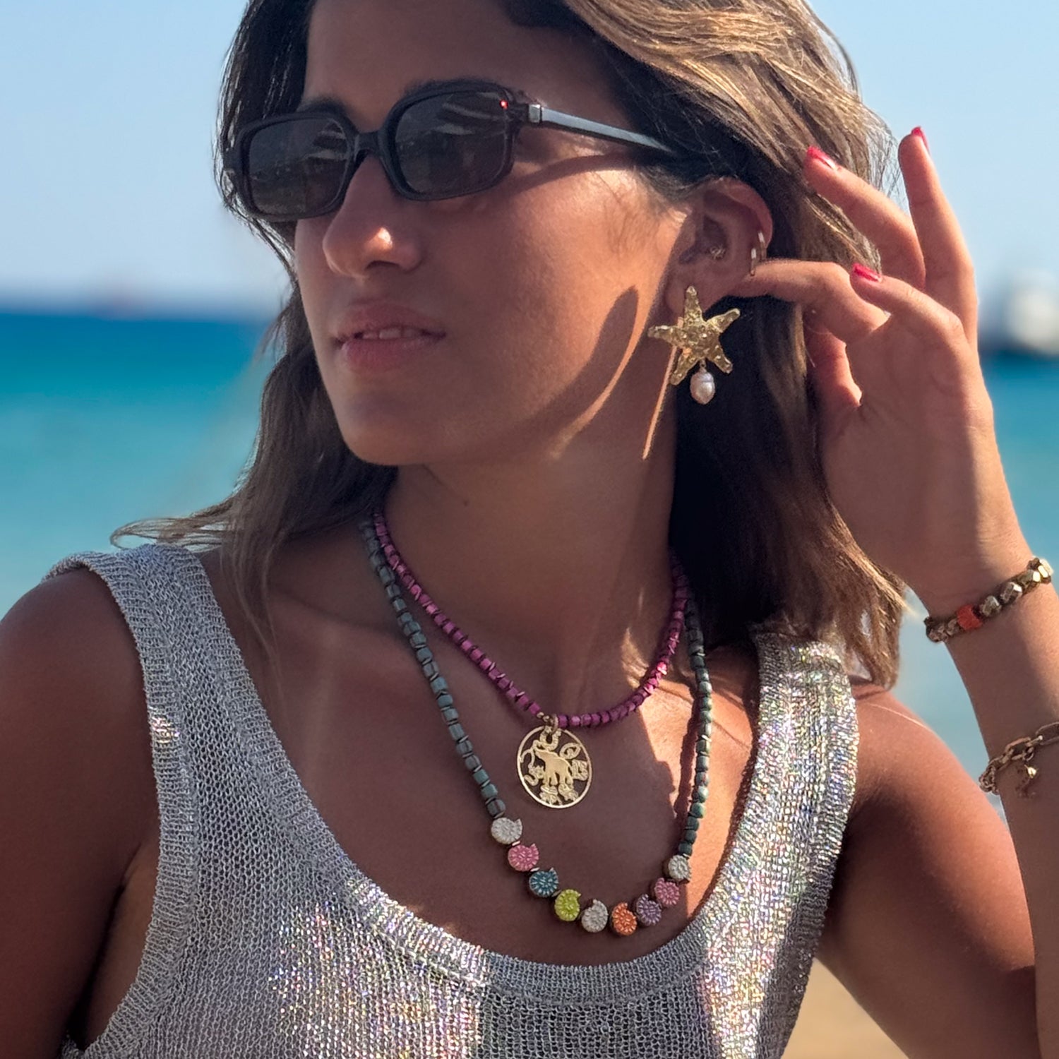Spiritual Harmony Pink Pearl Elephant Necklace