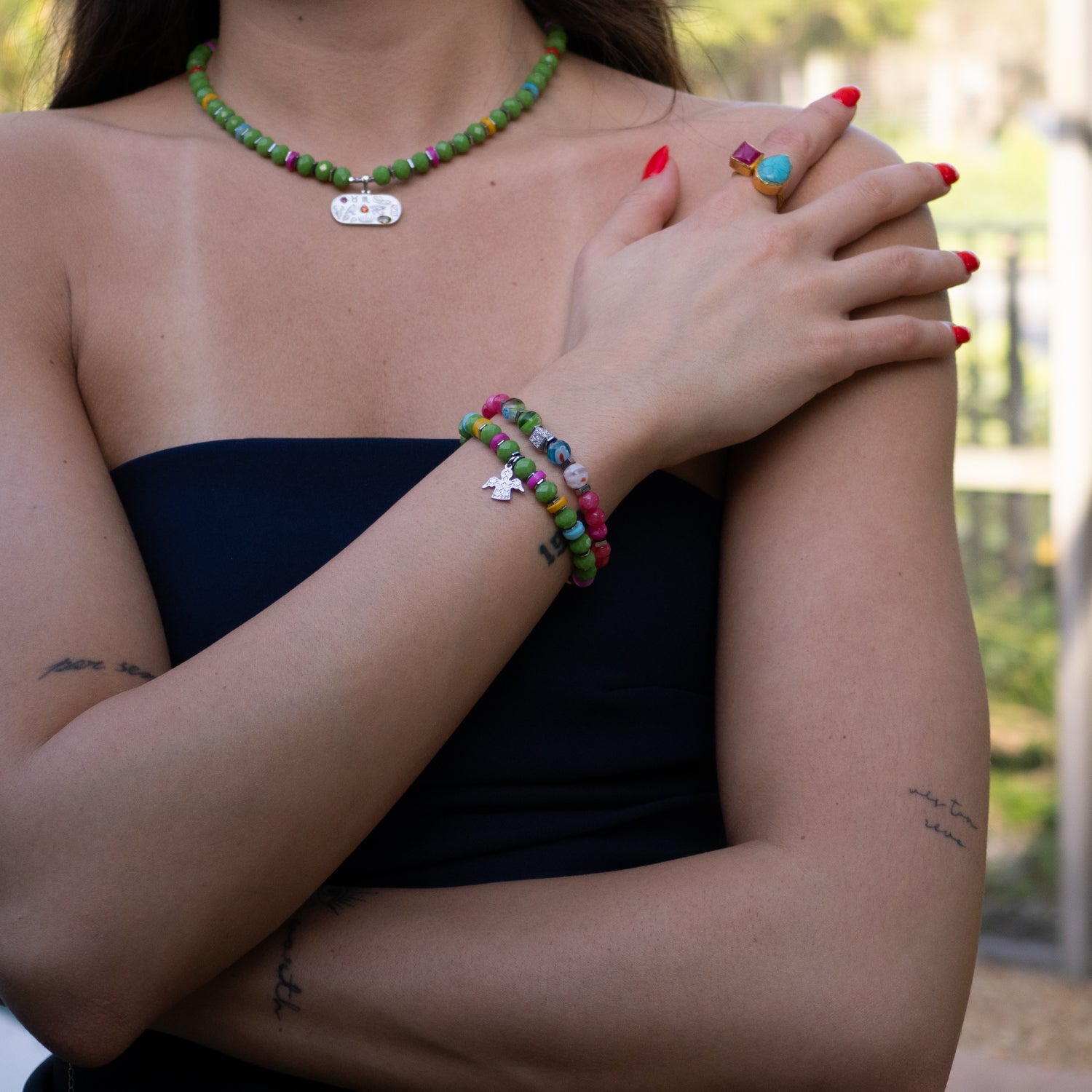 Vibrant spring-inspired bracelet set with emotional and spiritual symbolism