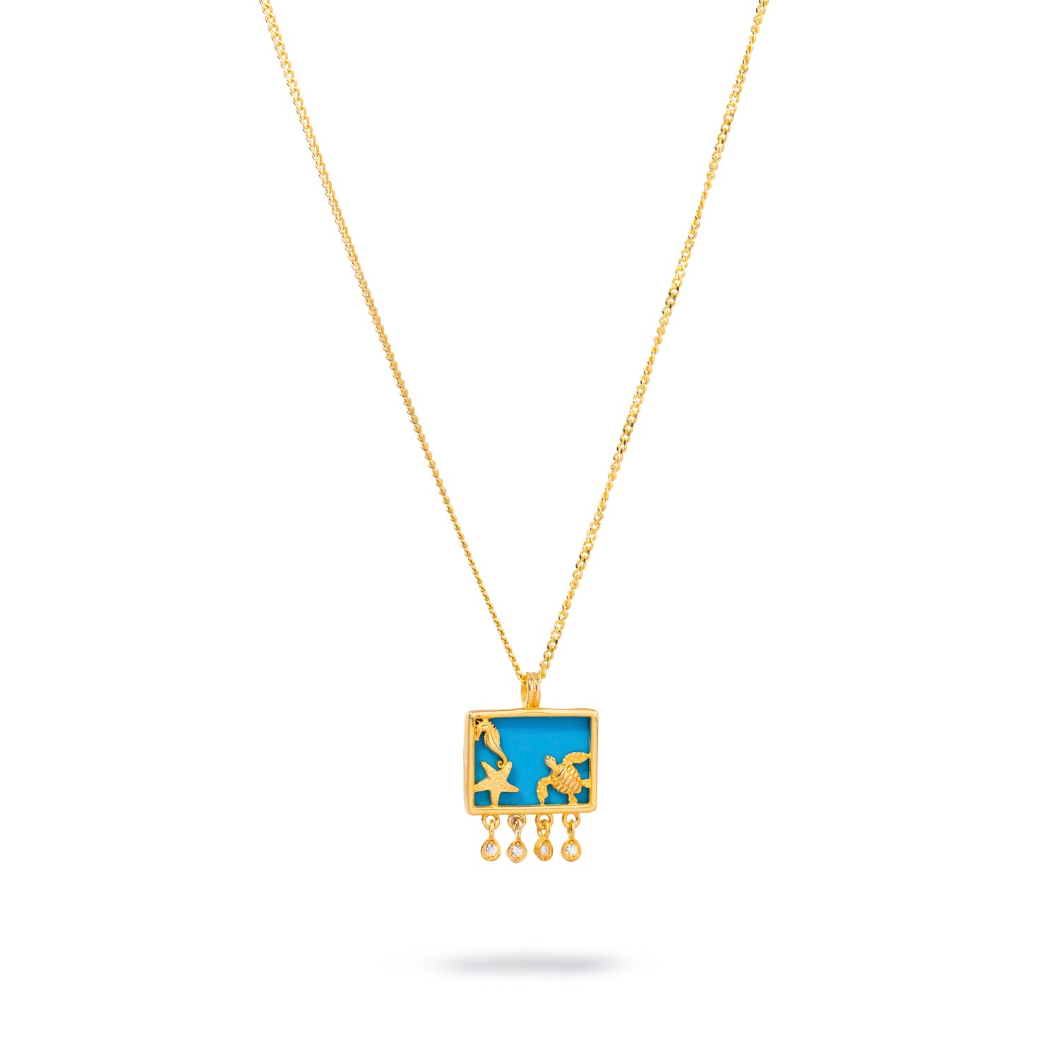 18K Gold-Plated Starfish Necklace with Ocean Animal Motifs and Diamonds for Chic Style and Spiritual Power