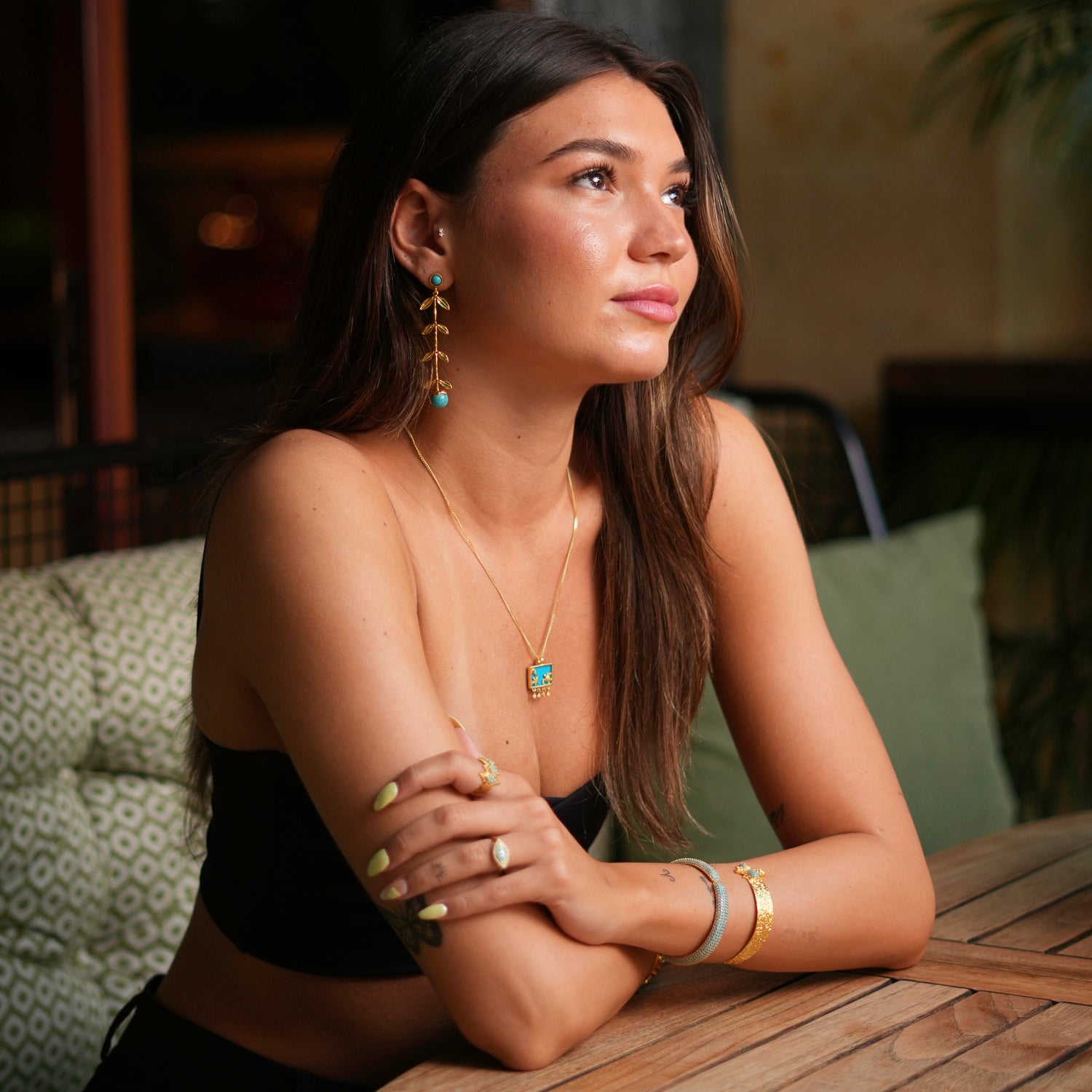 Ocean Spirit Necklace with Starfish, Seahorse, Turtle, and Turquoise for Spiritual Connection and Style