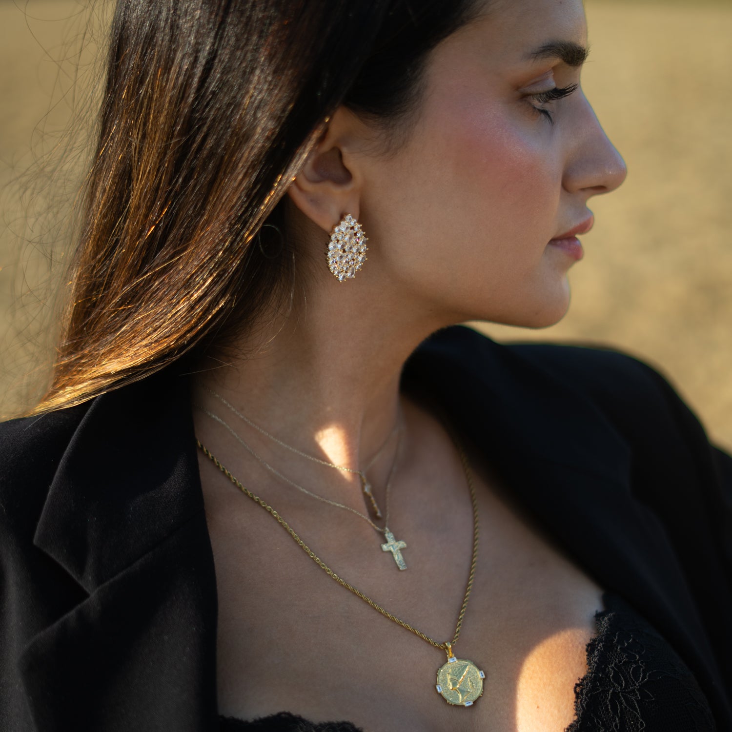 Starlight Bloom Gold Stud Earrings