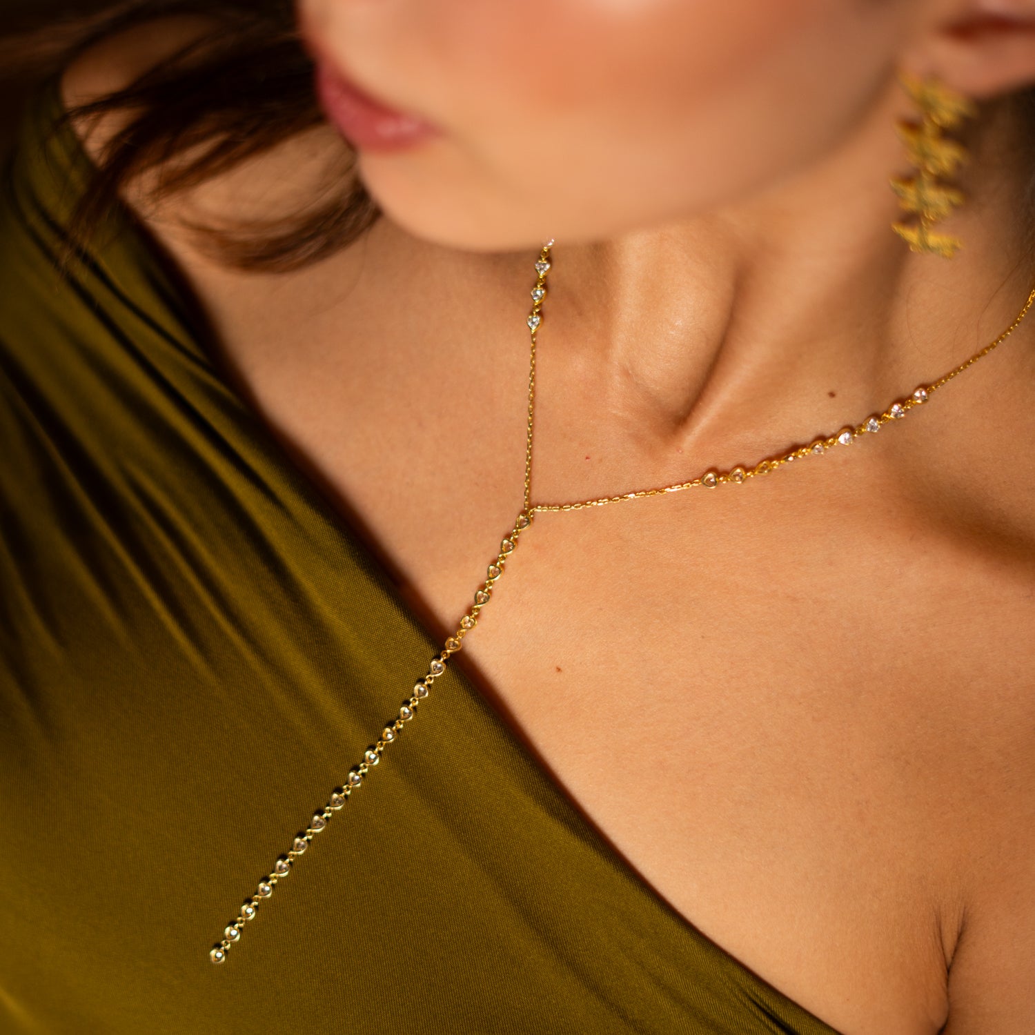 Starlight Elegance Diamond Y Gold Necklace