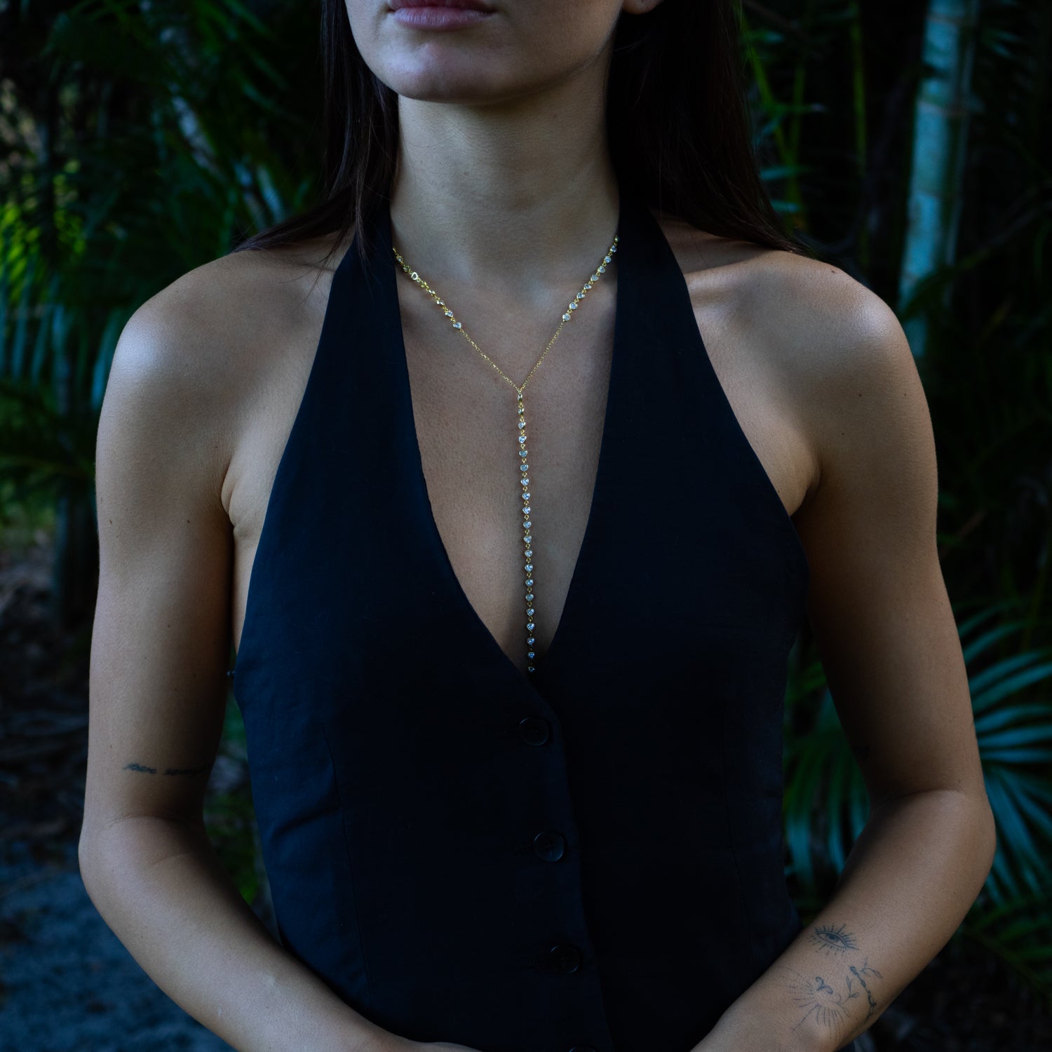 Starlight Elegance Diamond Y Gold Necklace