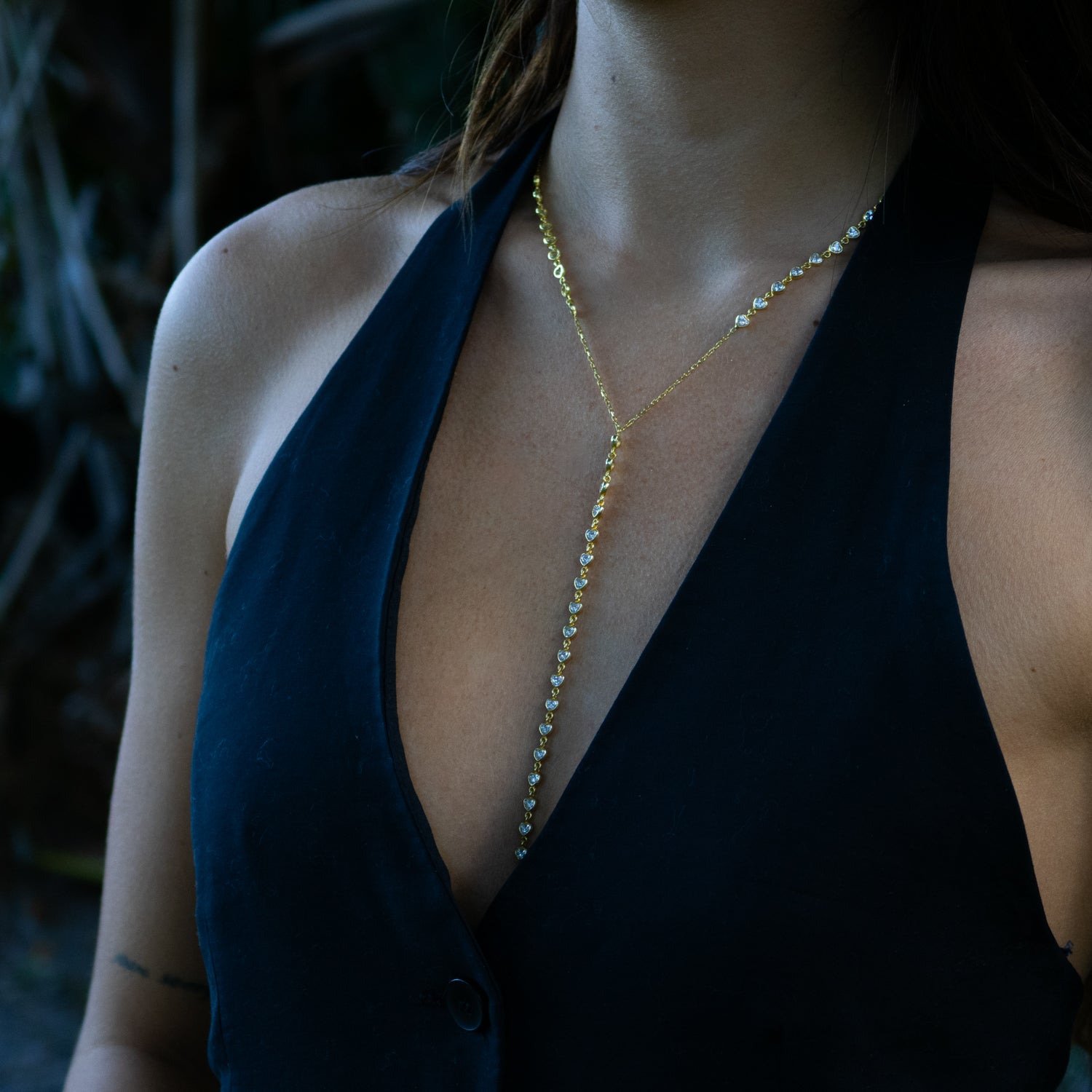 Starlight Elegance Diamond Y Gold Necklace