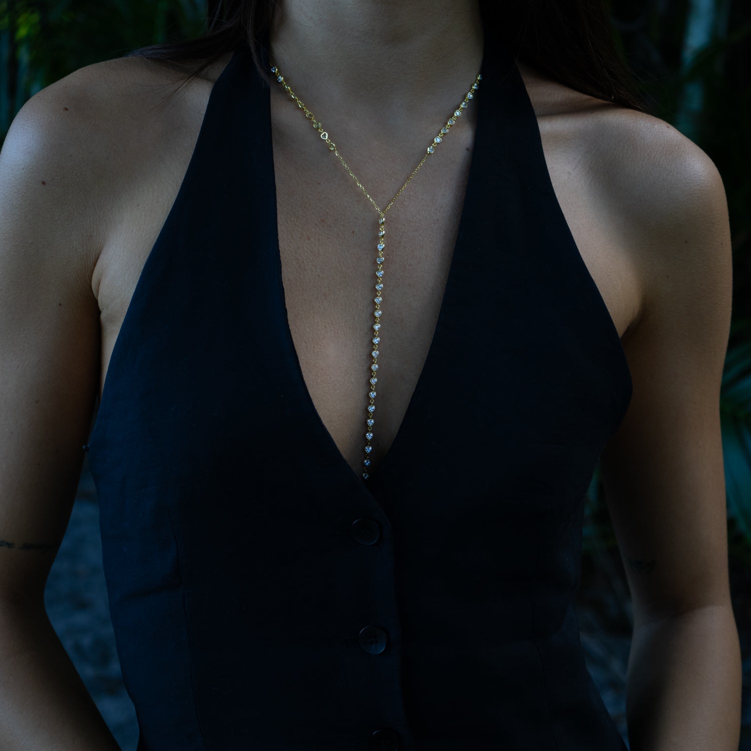 Starlight Elegance Diamond Y Gold Necklace