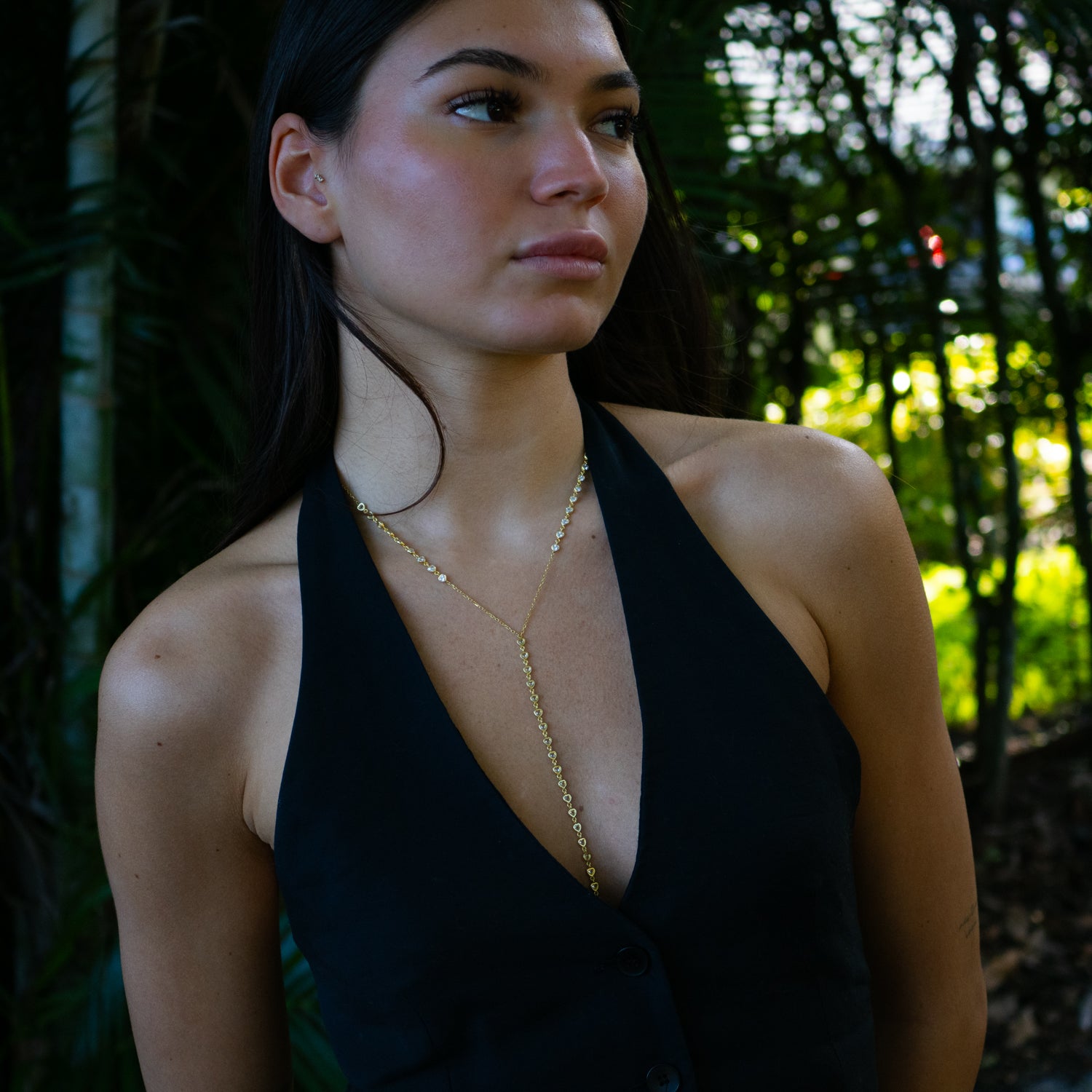 Starlight Elegance Diamond Y Gold Necklace