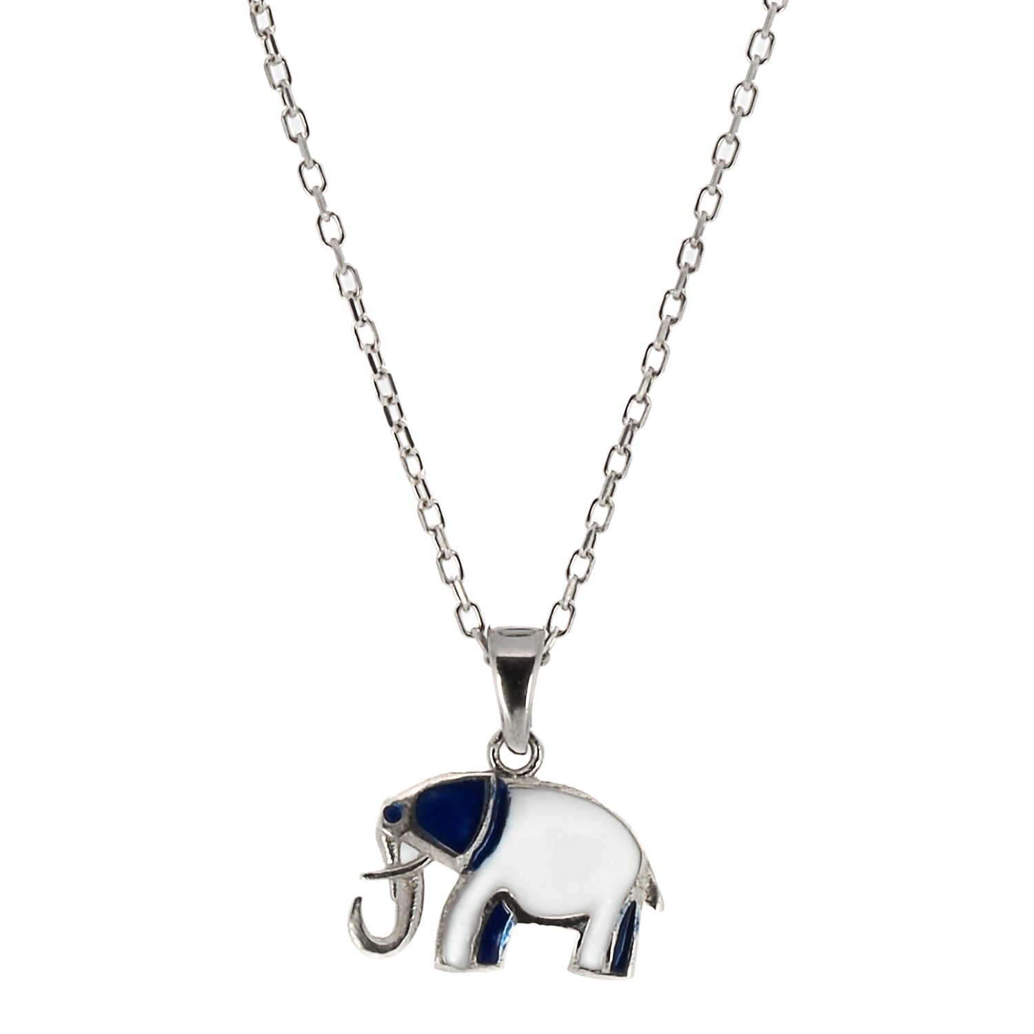 Sterling Silver Blue Elephant Necklace Handmade Charm Ebru Jewelry