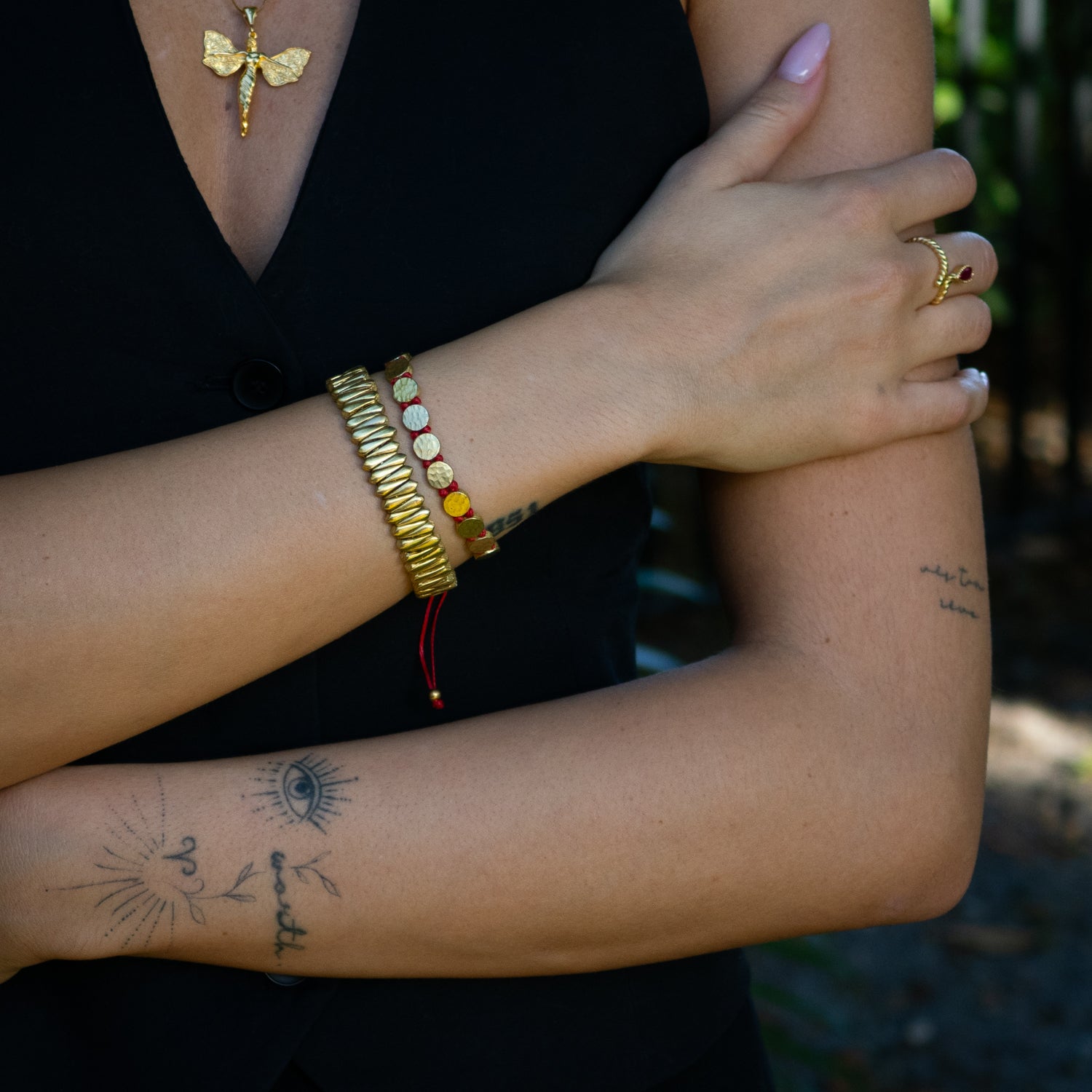Strength & Luck Red Gold Adjustable Unisex Bracelet