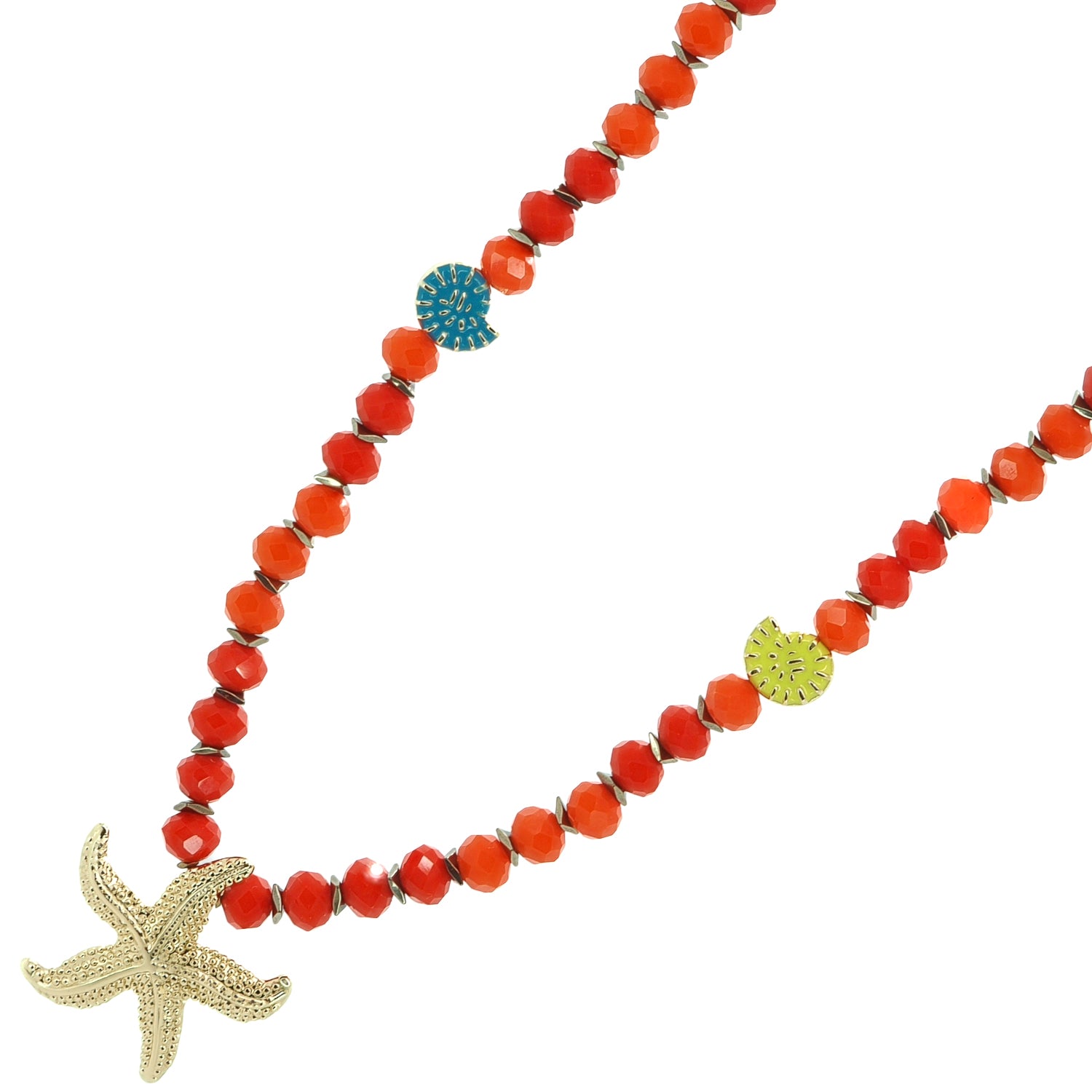 Summer Joy Starfish & Shell Beaded Necklace