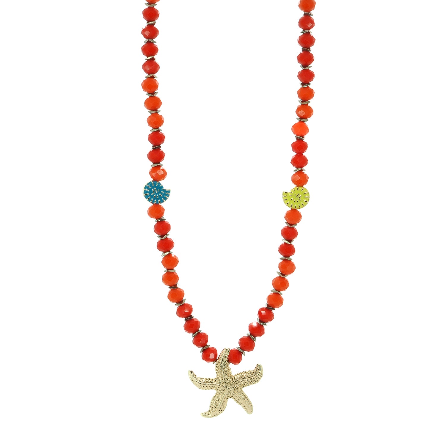Summer Joy Starfish & Shell Beaded Necklace