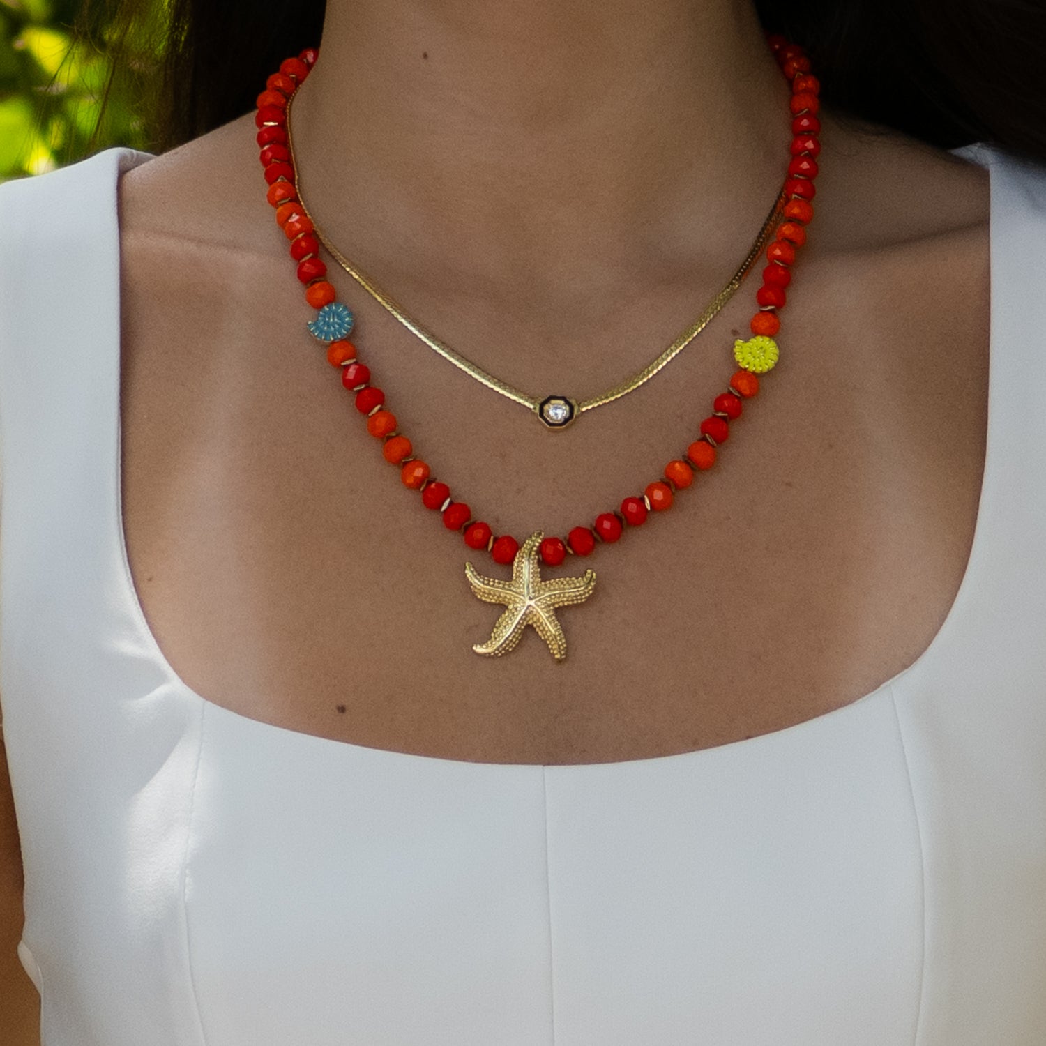 Summer Joy Starfish & Shell Beaded Necklace