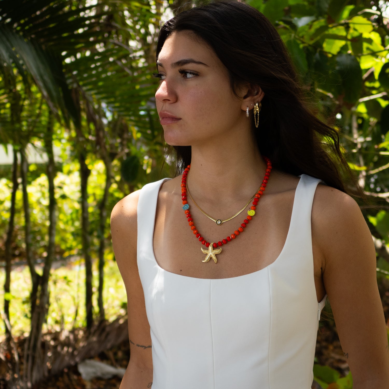 Summer Joy Starfish & Shell Beaded Necklace