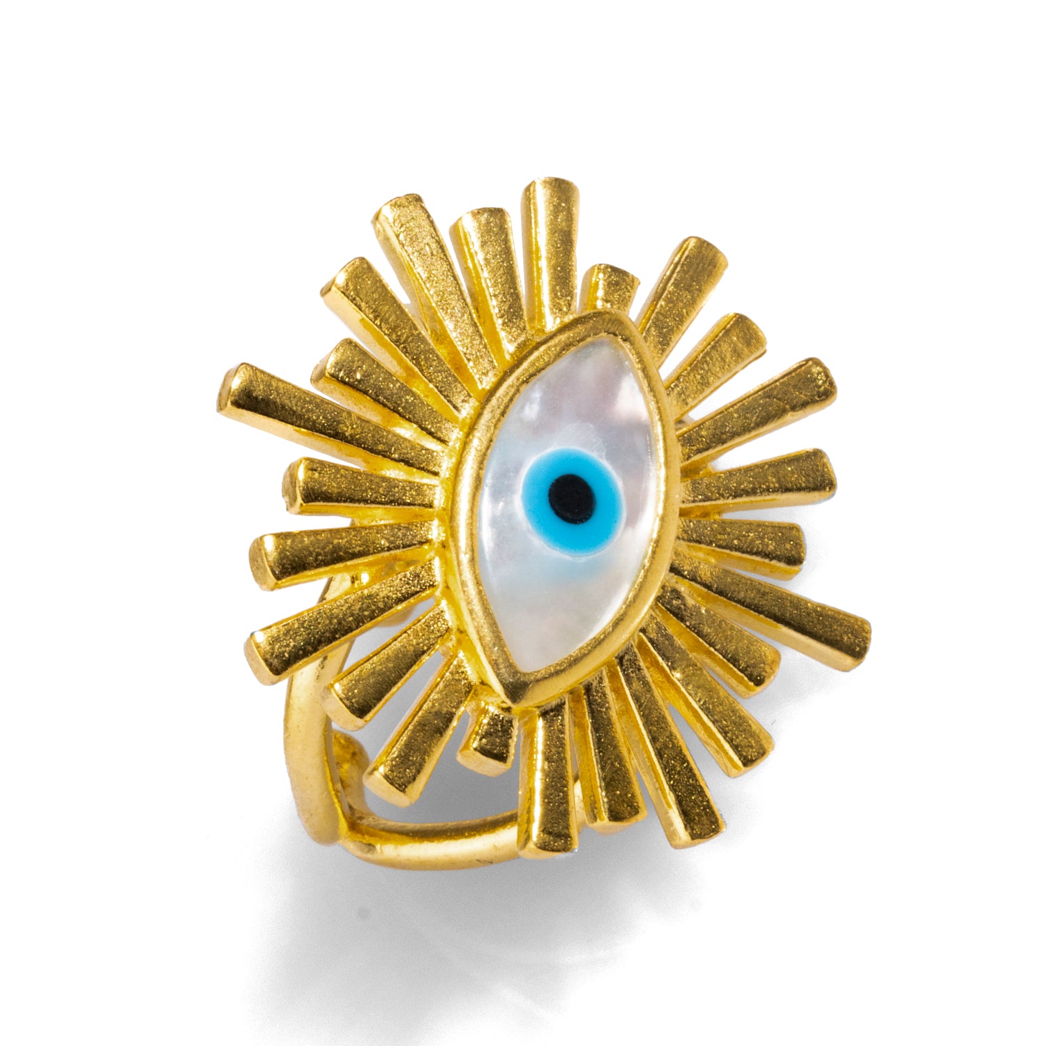 24k Gold-Plated Third Eye Ring with Pearl Stone for Spiritual Awareness and Bold Style