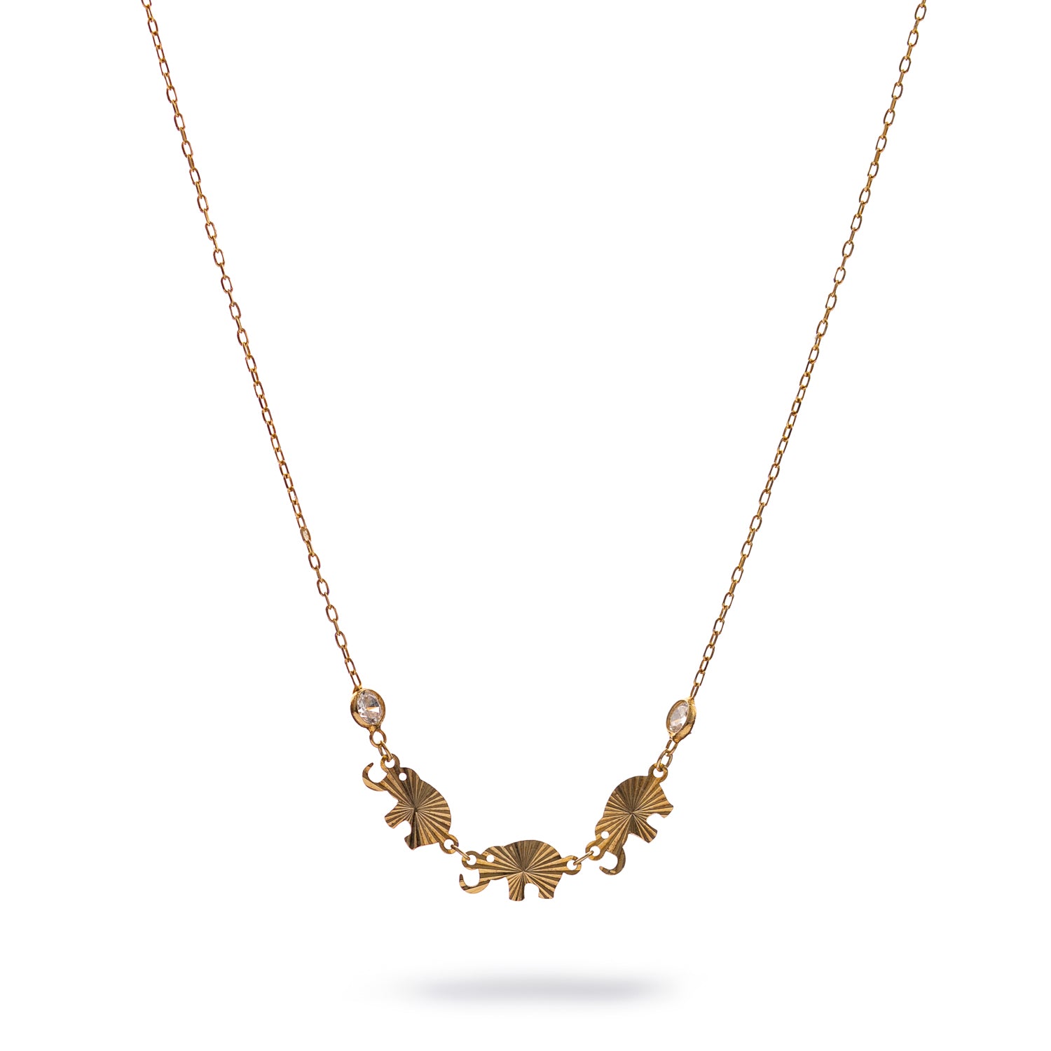 Trinity Elephant Blessings Gold Necklace