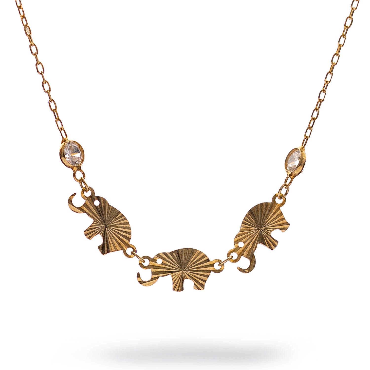 Trinity Elephant Blessings Gold Necklace