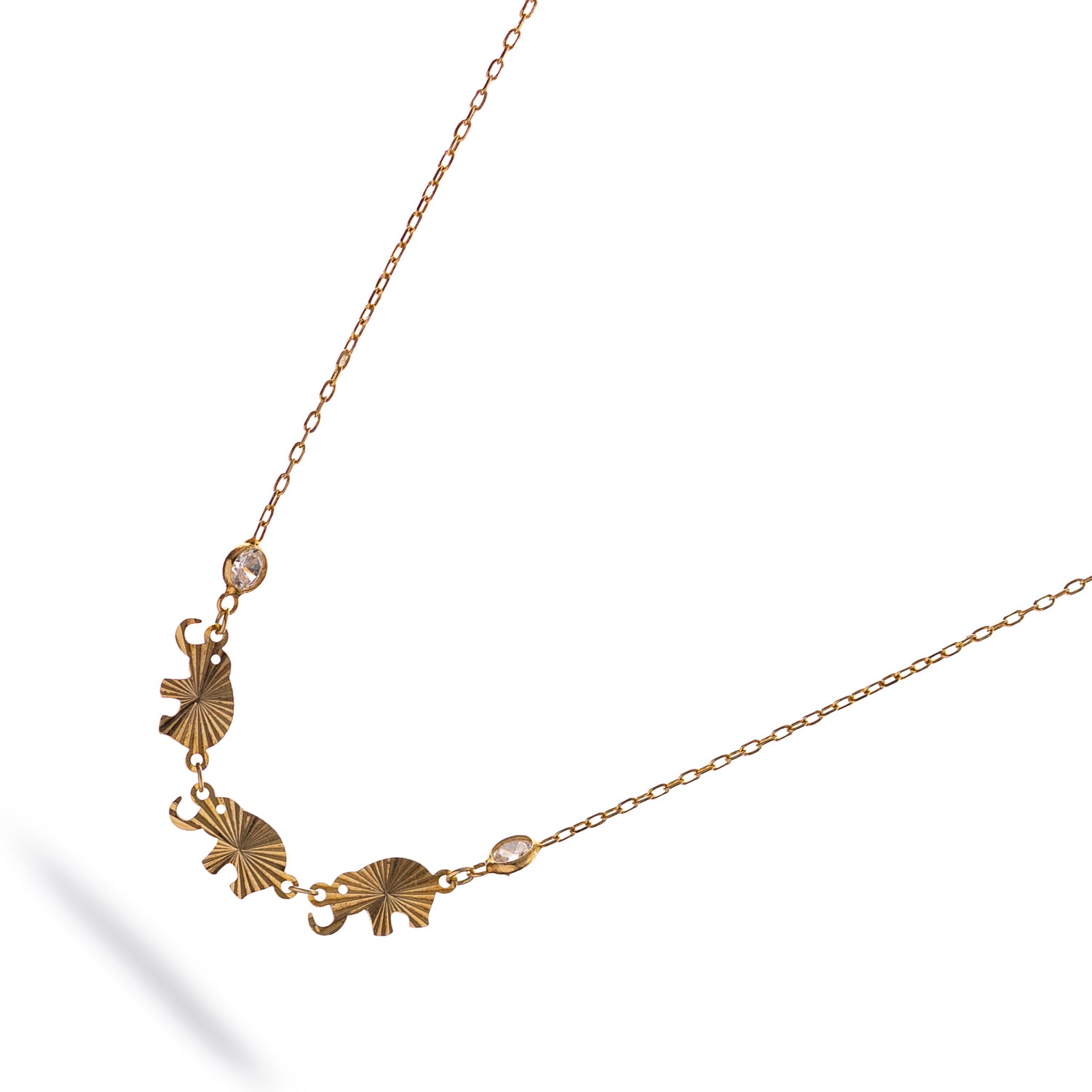 Trinity Elephant Blessings Gold Necklace