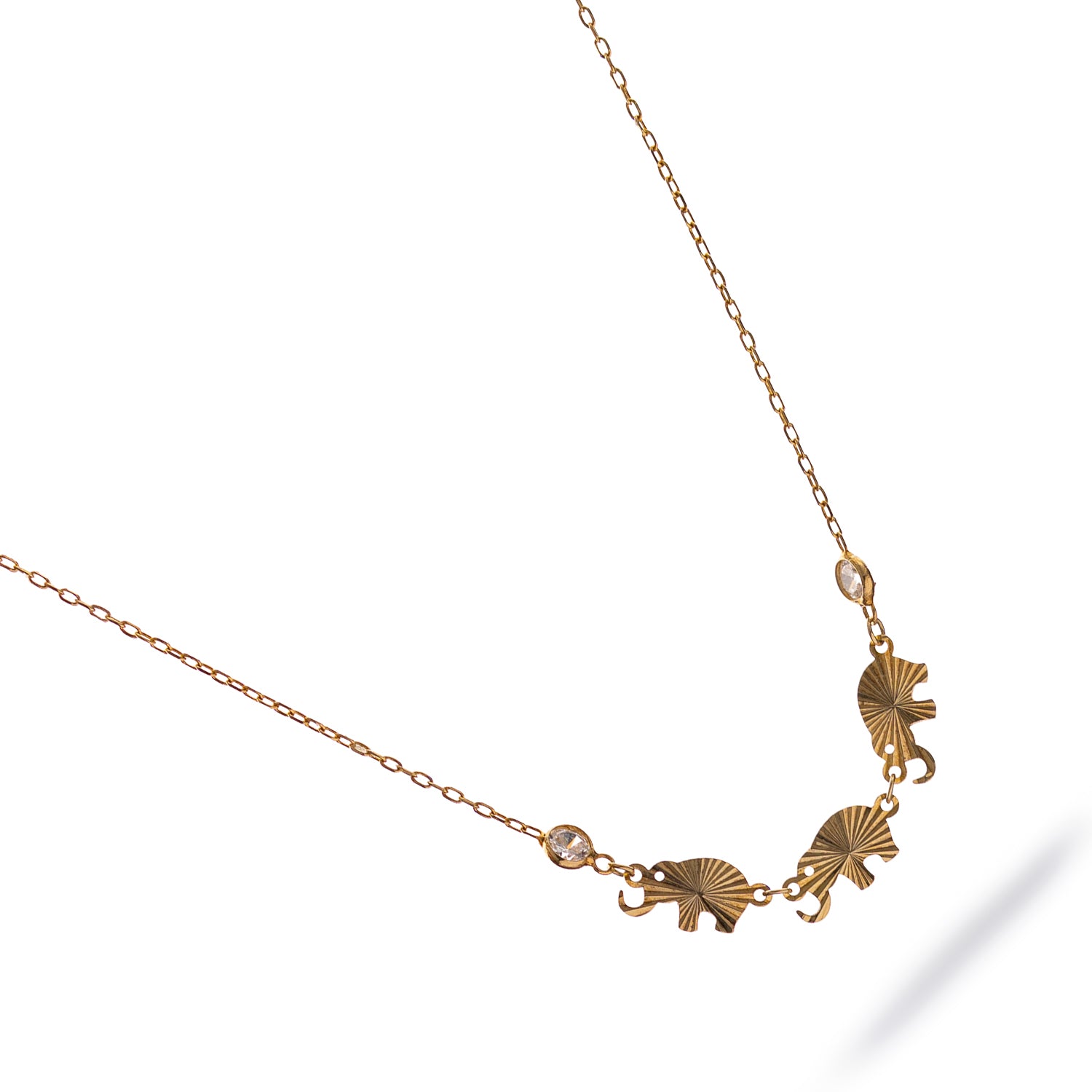 Trinity Elephant Blessings Gold Necklace