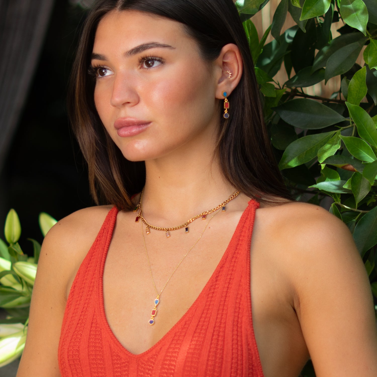 Trinity Gemstone Harmony Gold Necklace