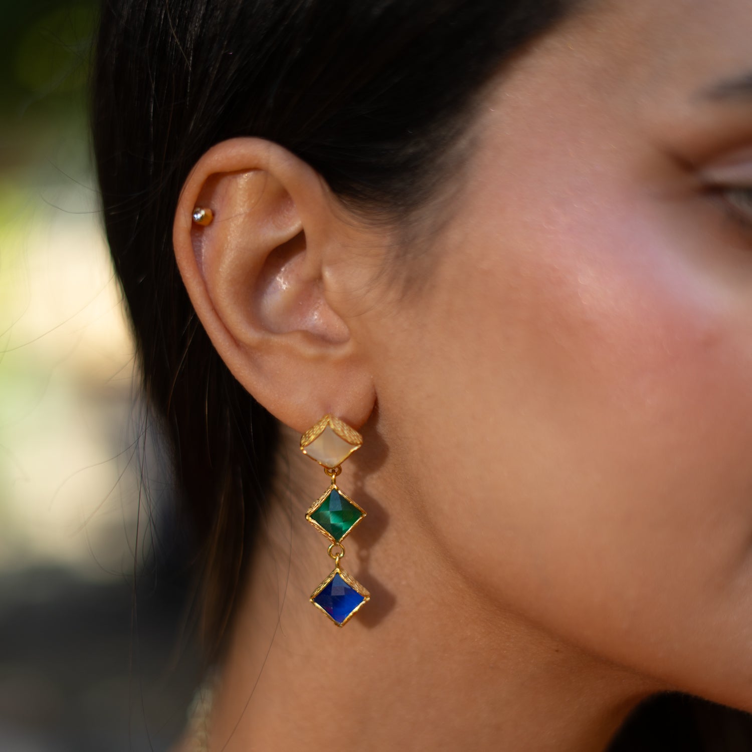 Trinity Glow Triple Drop Earrings