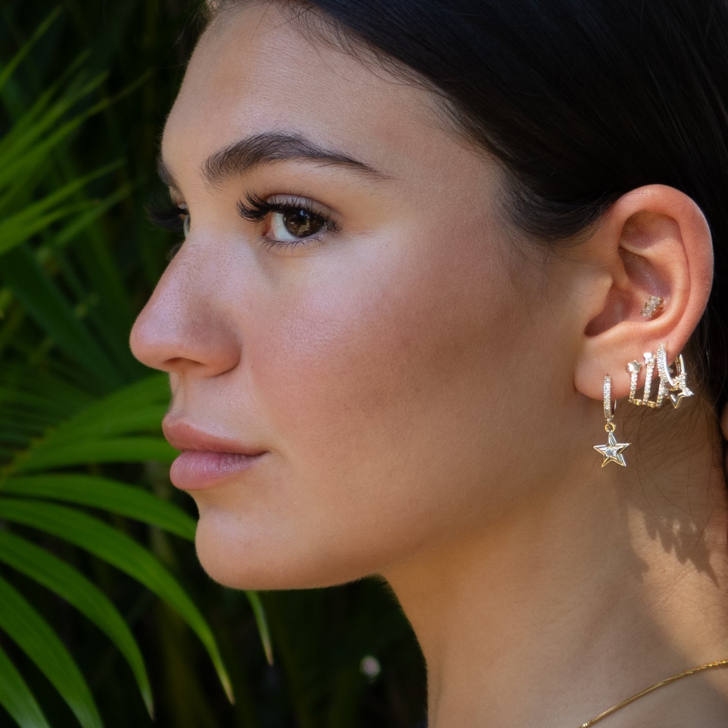 Trio Gold & Diamond Sparkly Star Earrings