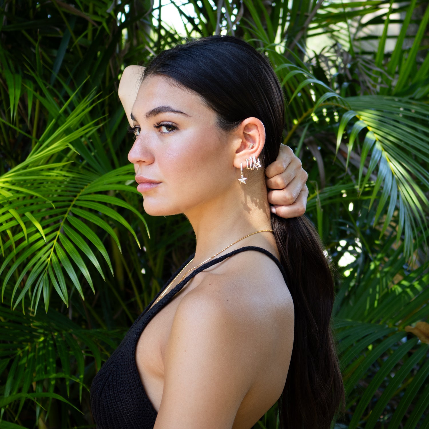 Trio Gold & Diamond Sparkly Star Earrings