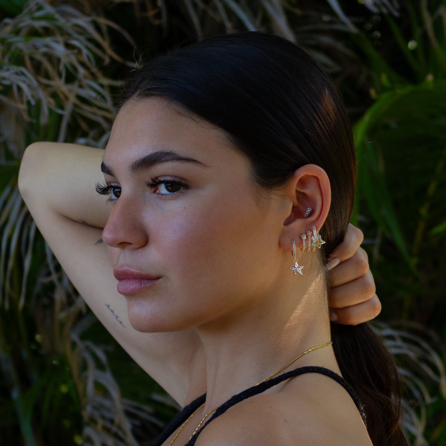 Trio Gold & Diamond Sparkly Star Earrings