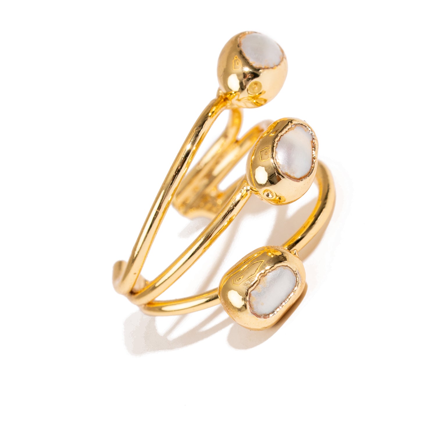 Trio Pearl Harmony Gold Adjustable Ring