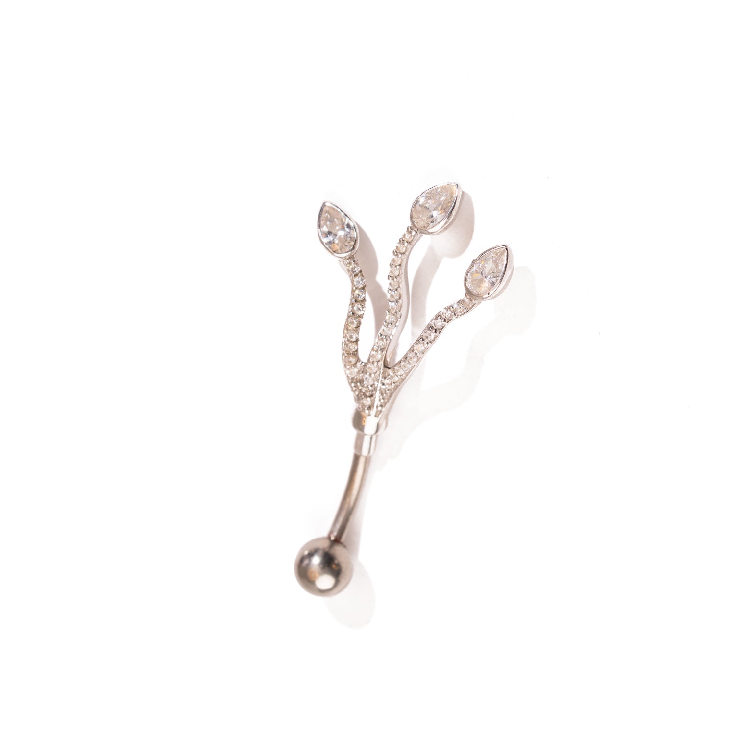 Triple Drop Diamond Sterling Silver Belly Piercing