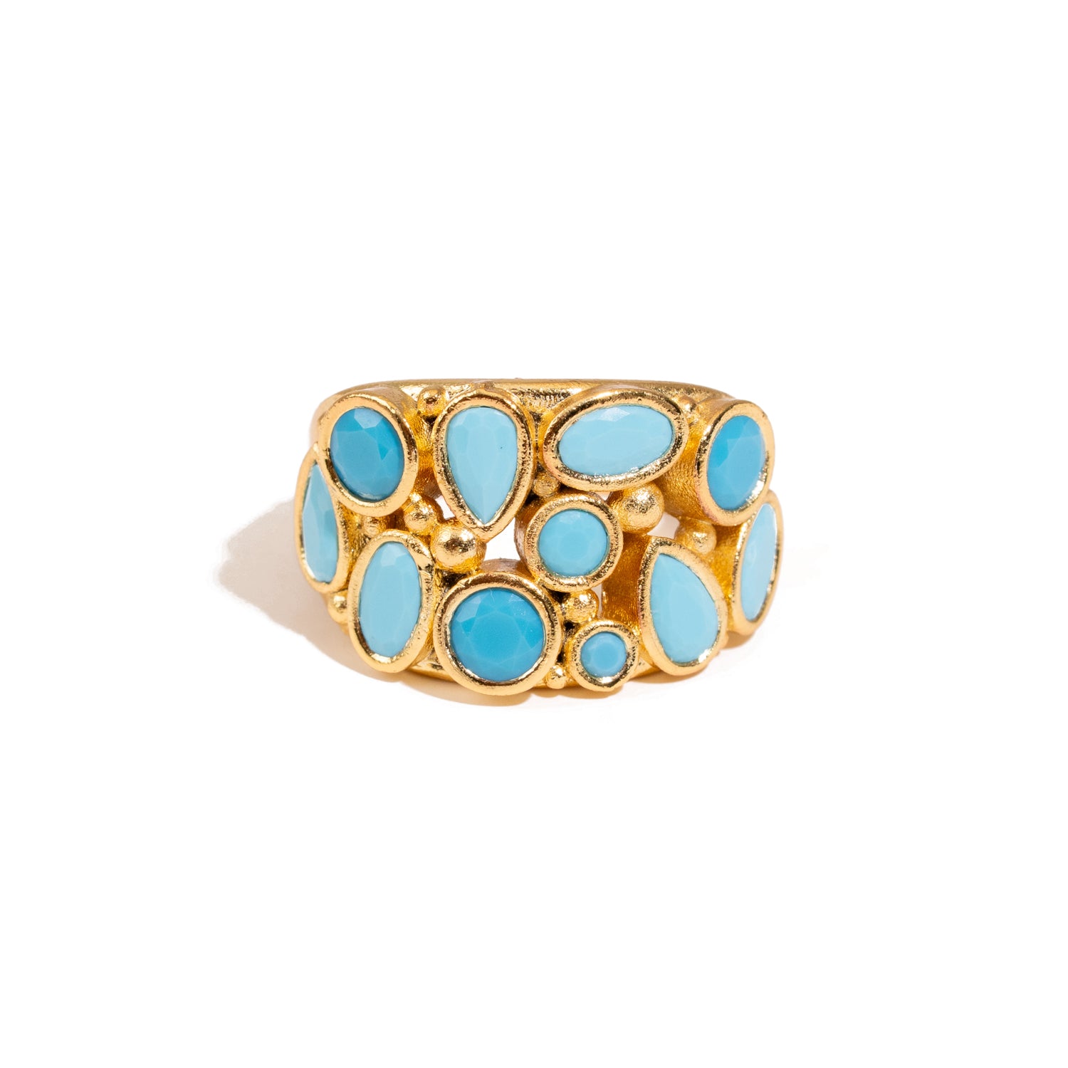 Turquoise Dream Gold Adjustable Ring