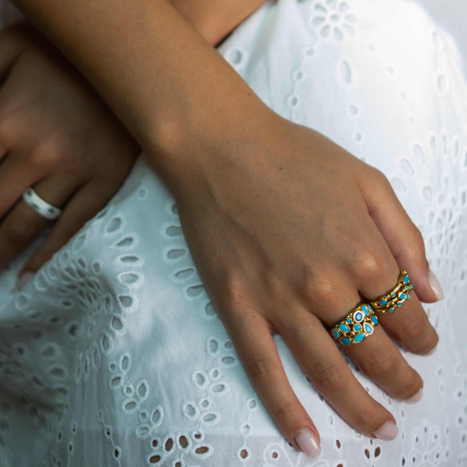 Turquoise Dream Gold Adjustable Ring