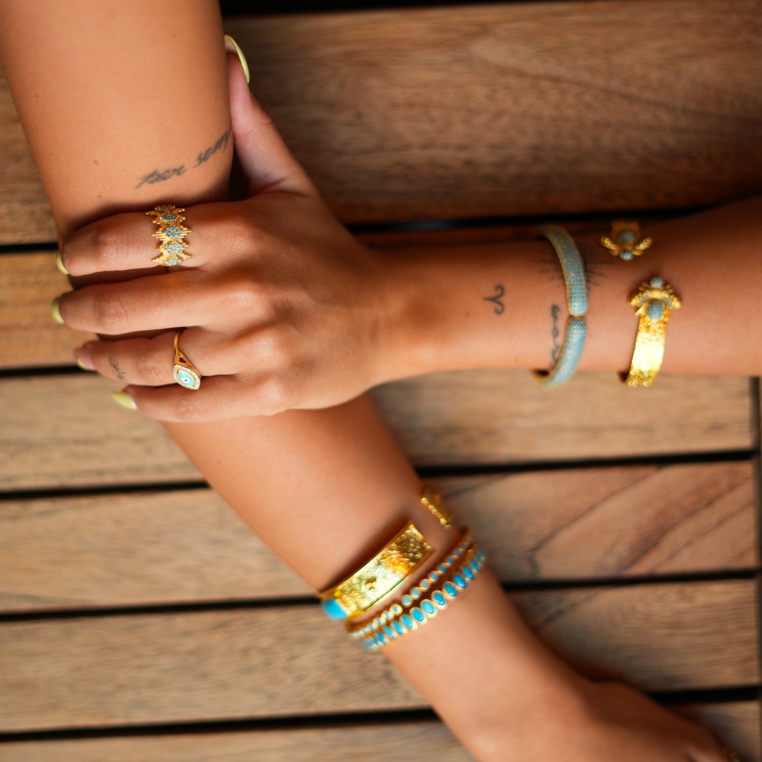 18K Gold-Plated Turquoise Evil Eye Ring with CZ Diamonds for Spiritual Protection