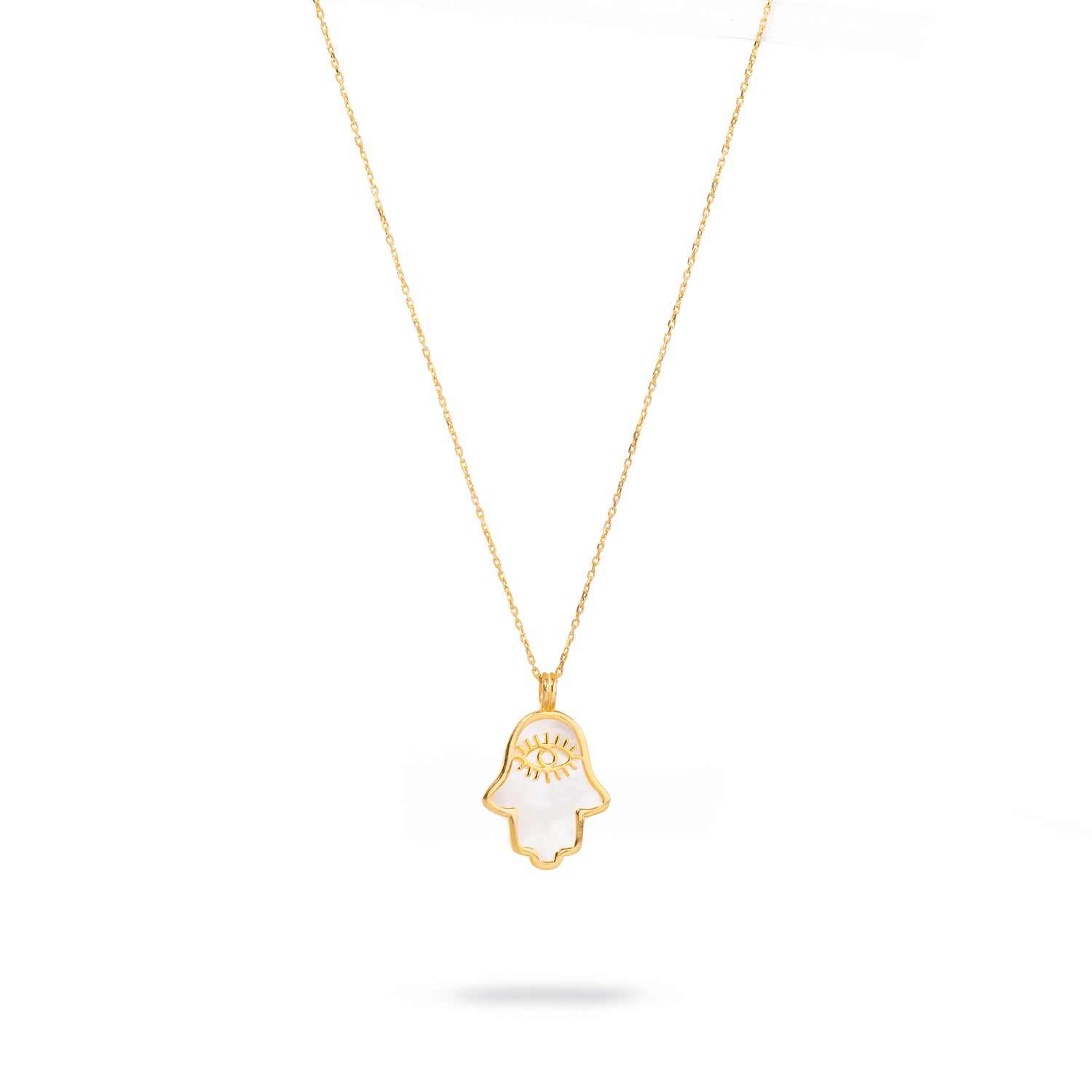Pearl Hamsa Pendant Necklace with Gold Evil Eye for Spiritual Protection and Sophisticated Fashion