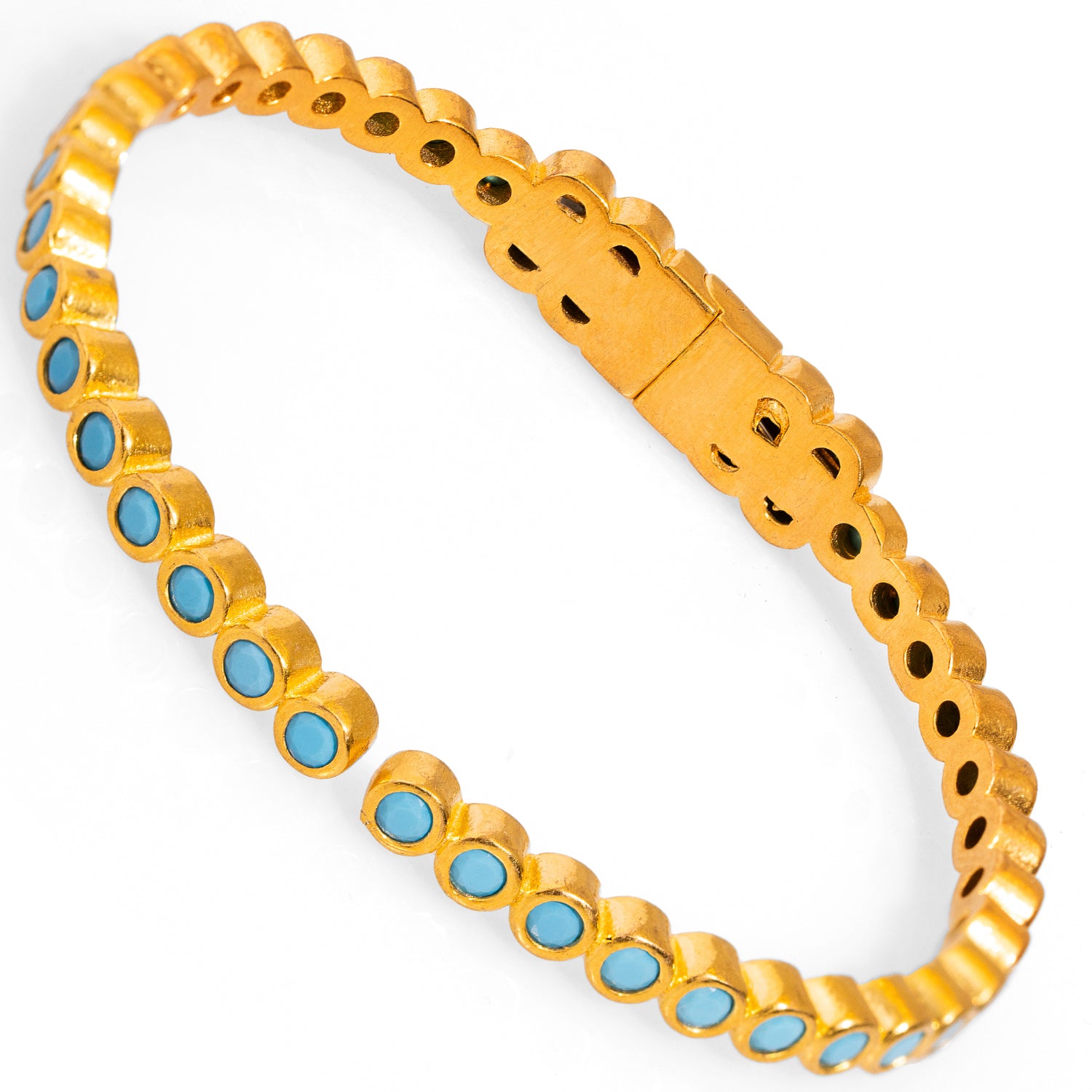 Turquoise and Gold Dainty Bangle Bracelet for a Chic, Energetic Addition to Your Jewelry Collection