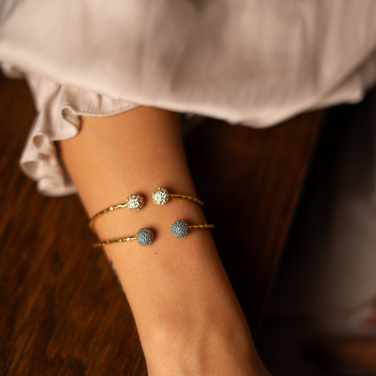 Turquoise Grace Adjustable Gold Cuff Bracelet