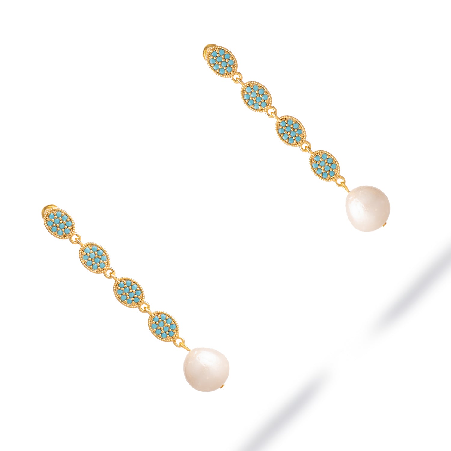 Turquoise Harmony Pearl Dangle Earrings