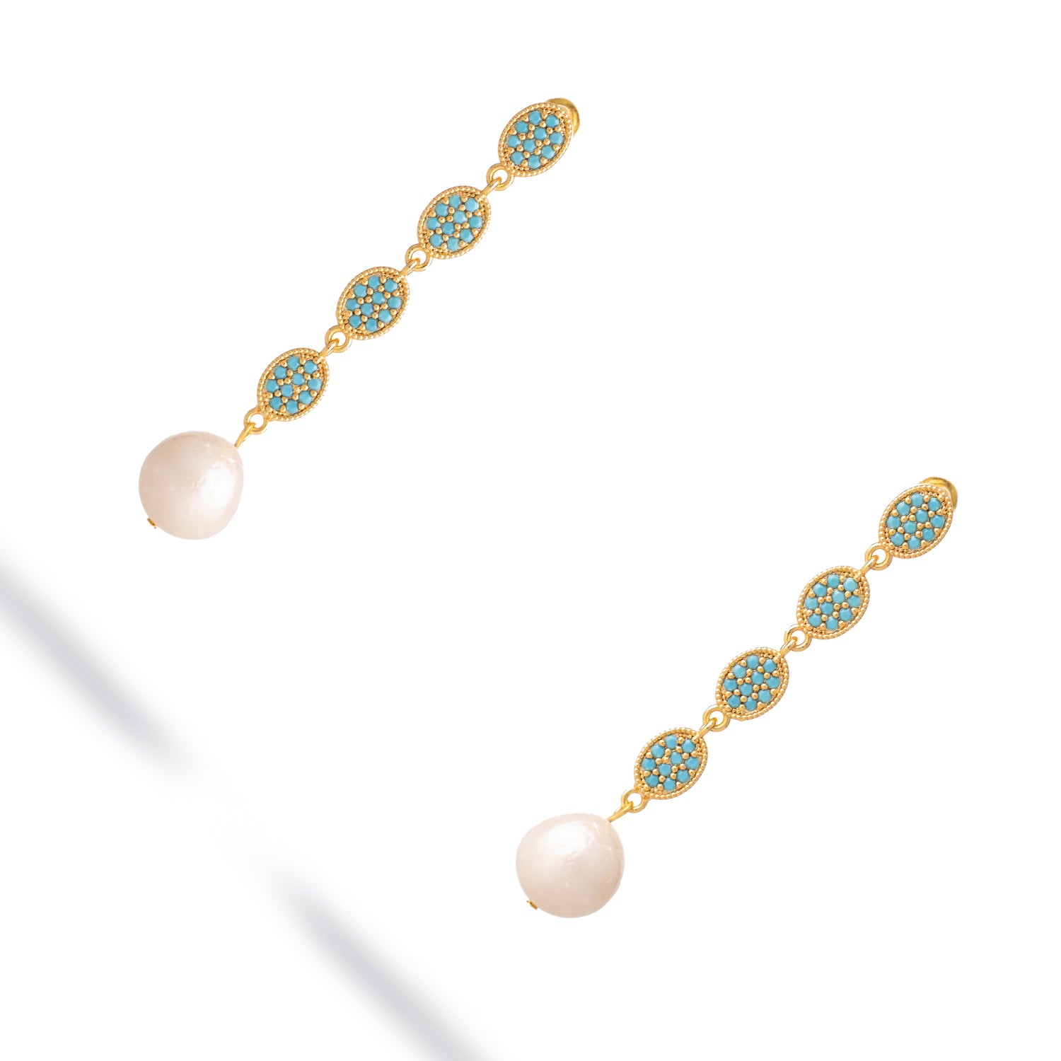 Turquoise Harmony Pearl Dangle Earrings